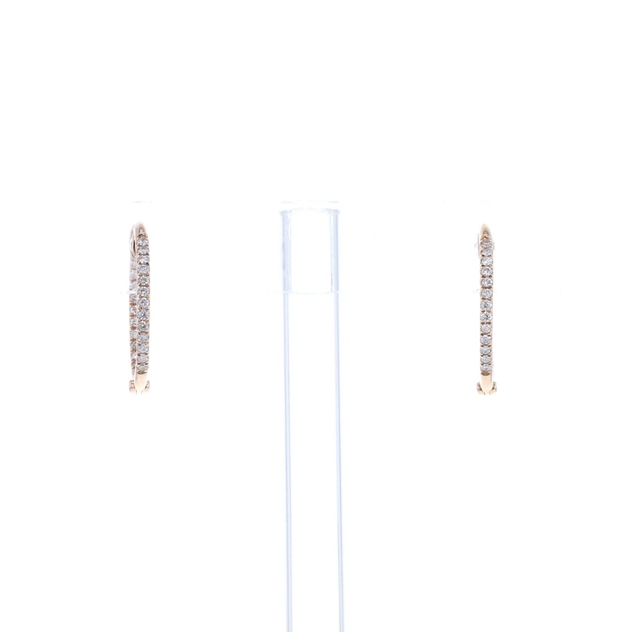 Medium Model Hoop Earrings In 14 Carats Pink Gold And Diamonds