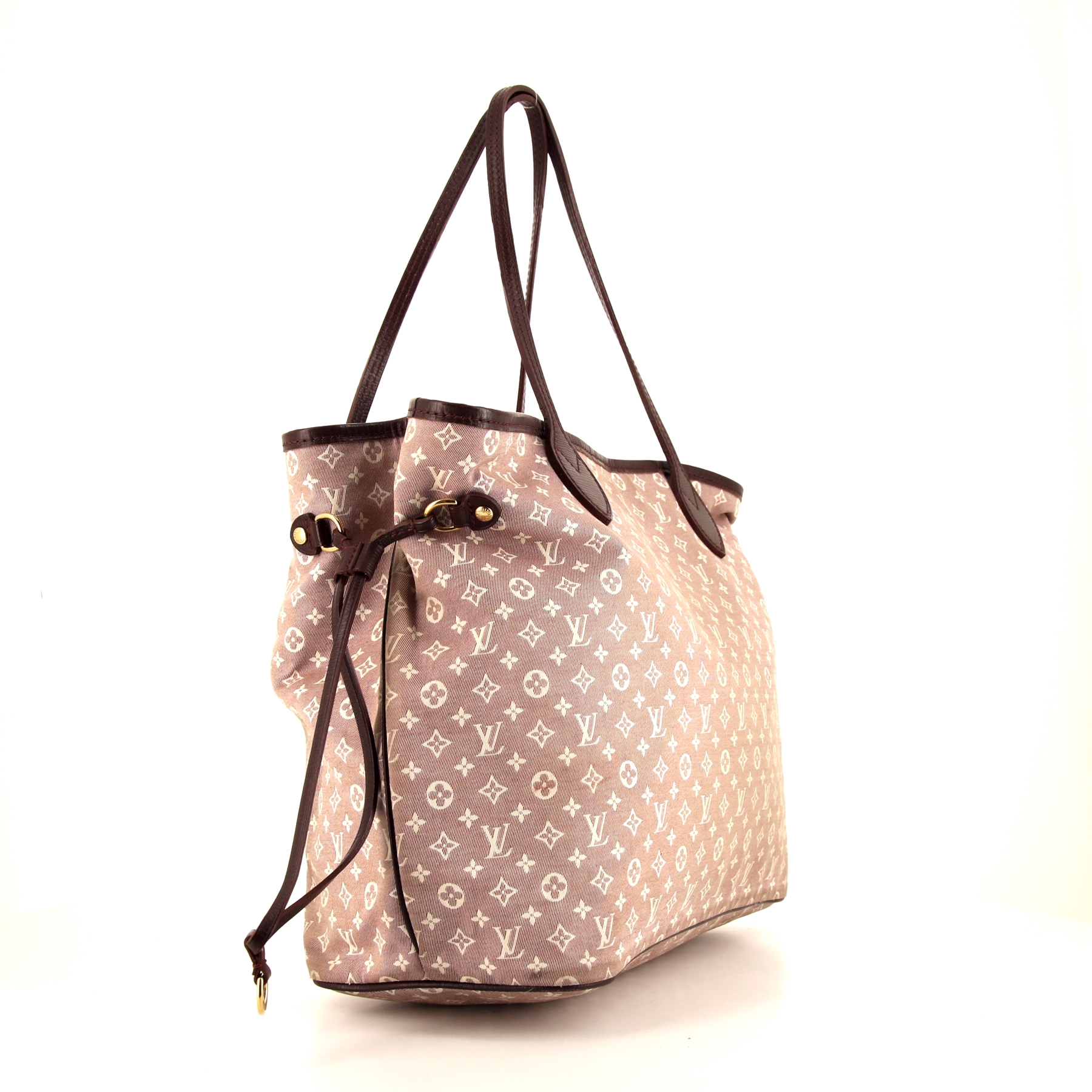 Sac cabas Louis Vuitton Neverfull moyen modèle en toile monogram Idylle bordeaux et cuir bordeaux