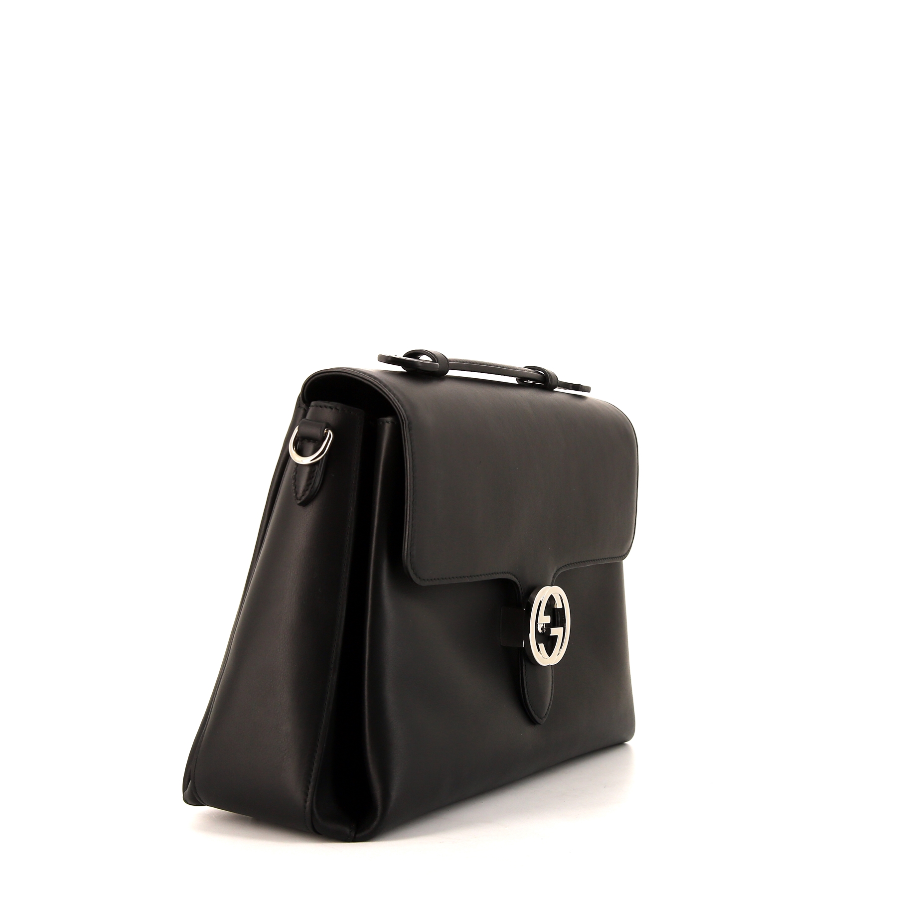 Sac à main Gucci Interlocking G en cuir noir