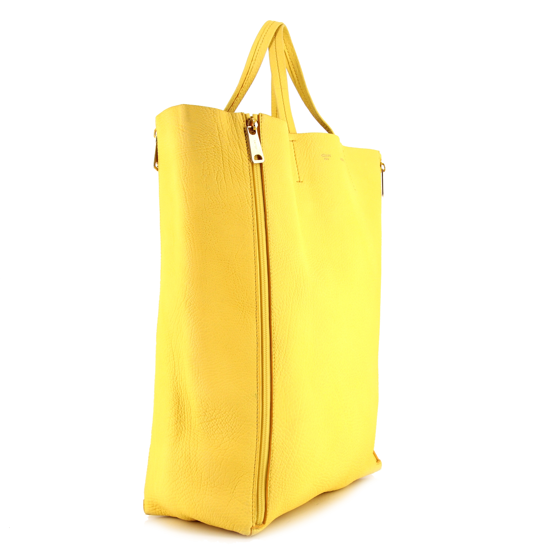 Celine Cabas shopping bag in yellow grained leather