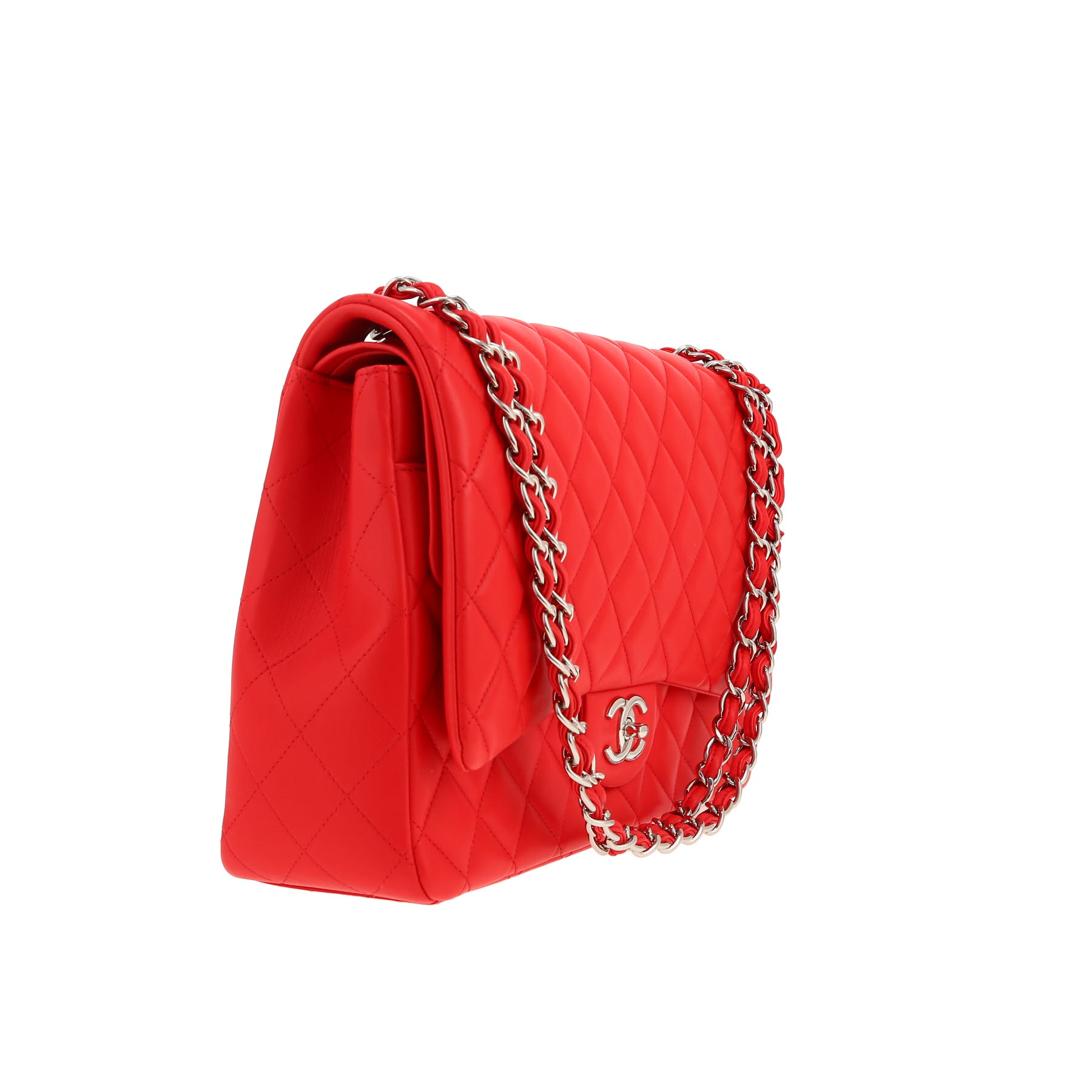 Sac bandoulière Chanel Timeless Maxi Jumbo en cuir matelassé rouge