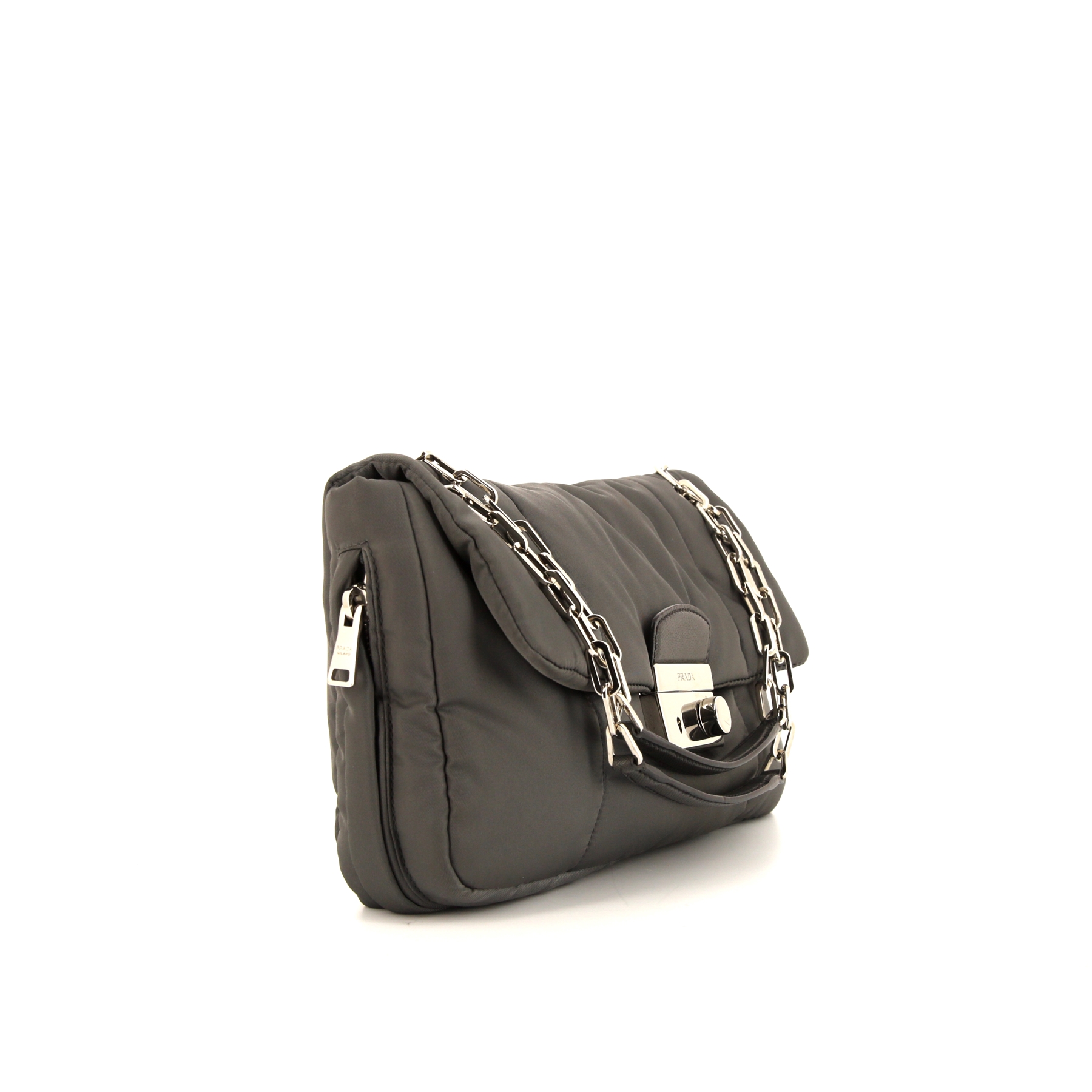 Sac à main Prada Bomber en toile grise