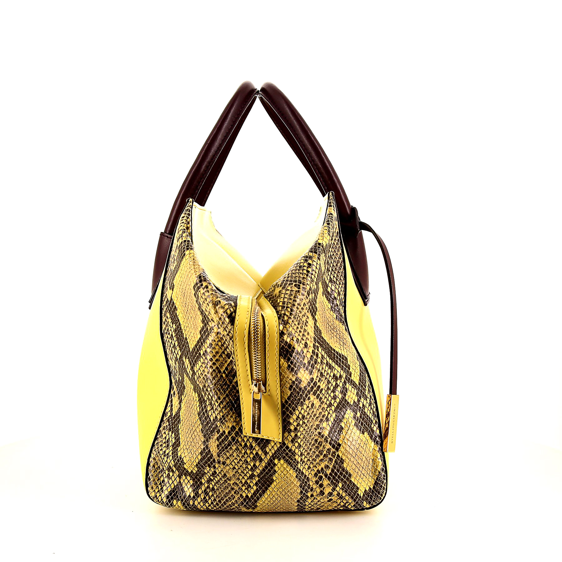 Stella Mc Cartney Handbag In Brown Canvas And Yellow Canvas