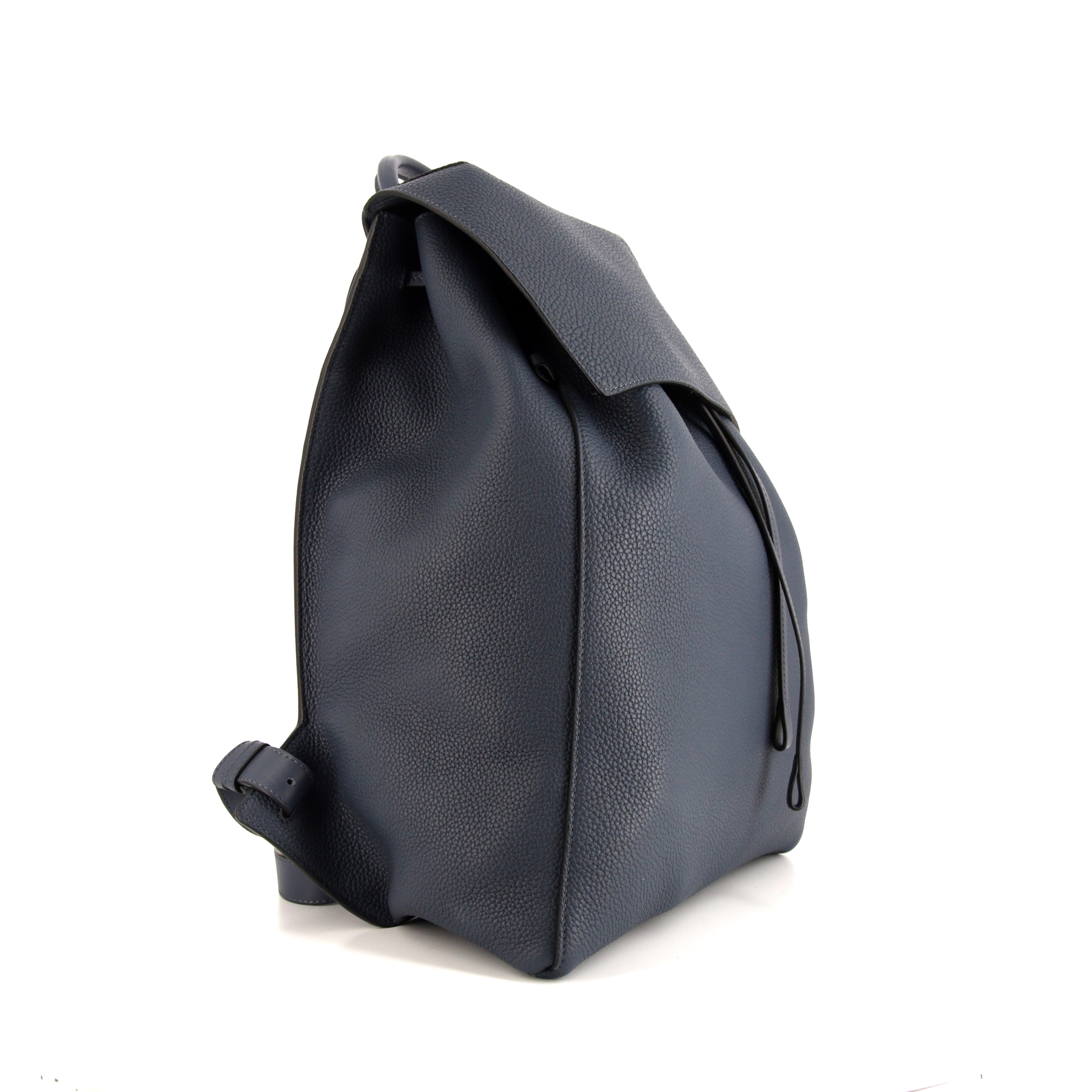 Sac à dos Loewe Drawstring en cuir grainé bleu indigo
