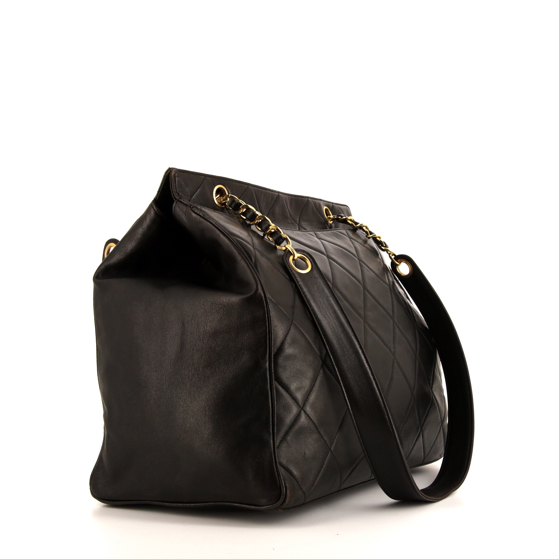 Bolso de mano Chanel Vintage en cuero acolchado negro