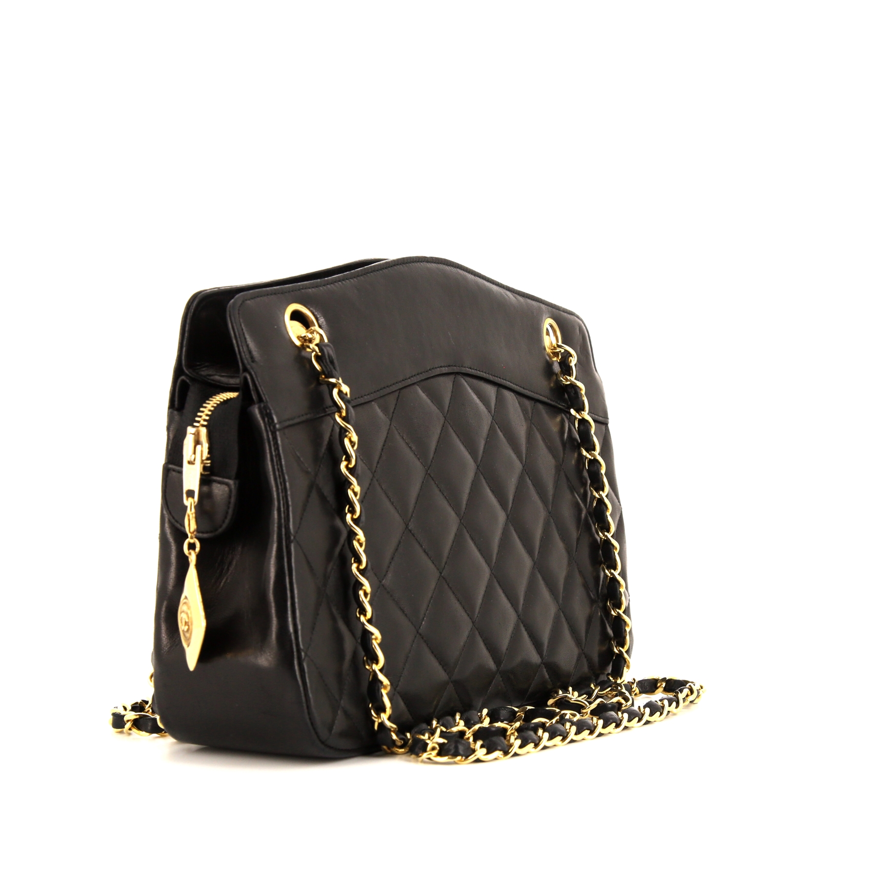 Sac à main Chanel Vintage en cuir matelassé noir