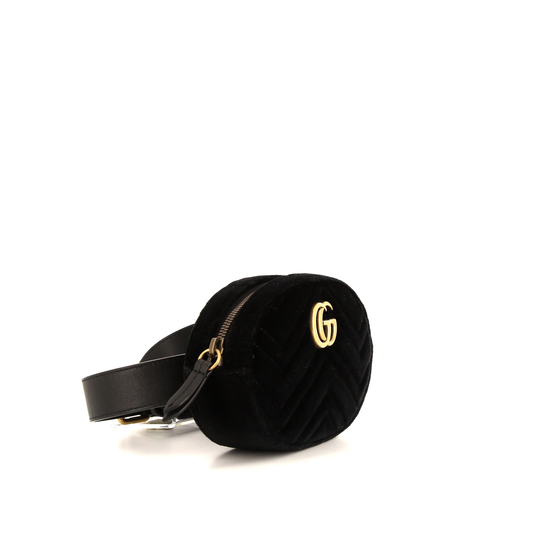 Gucci GG Marmont clutch-belt in black quilted velvet and black leather