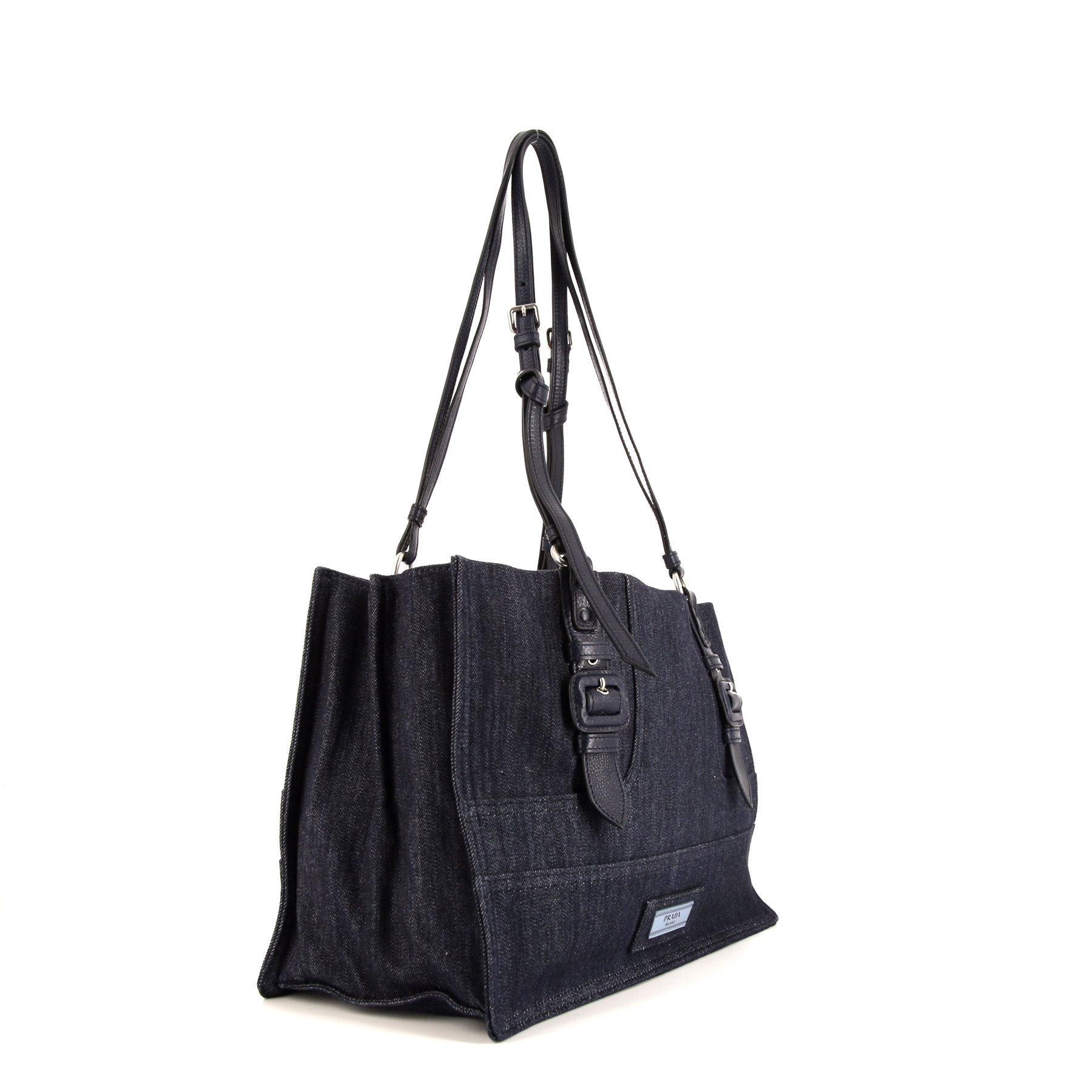Prada Etiquette handbag in blue denim canvas