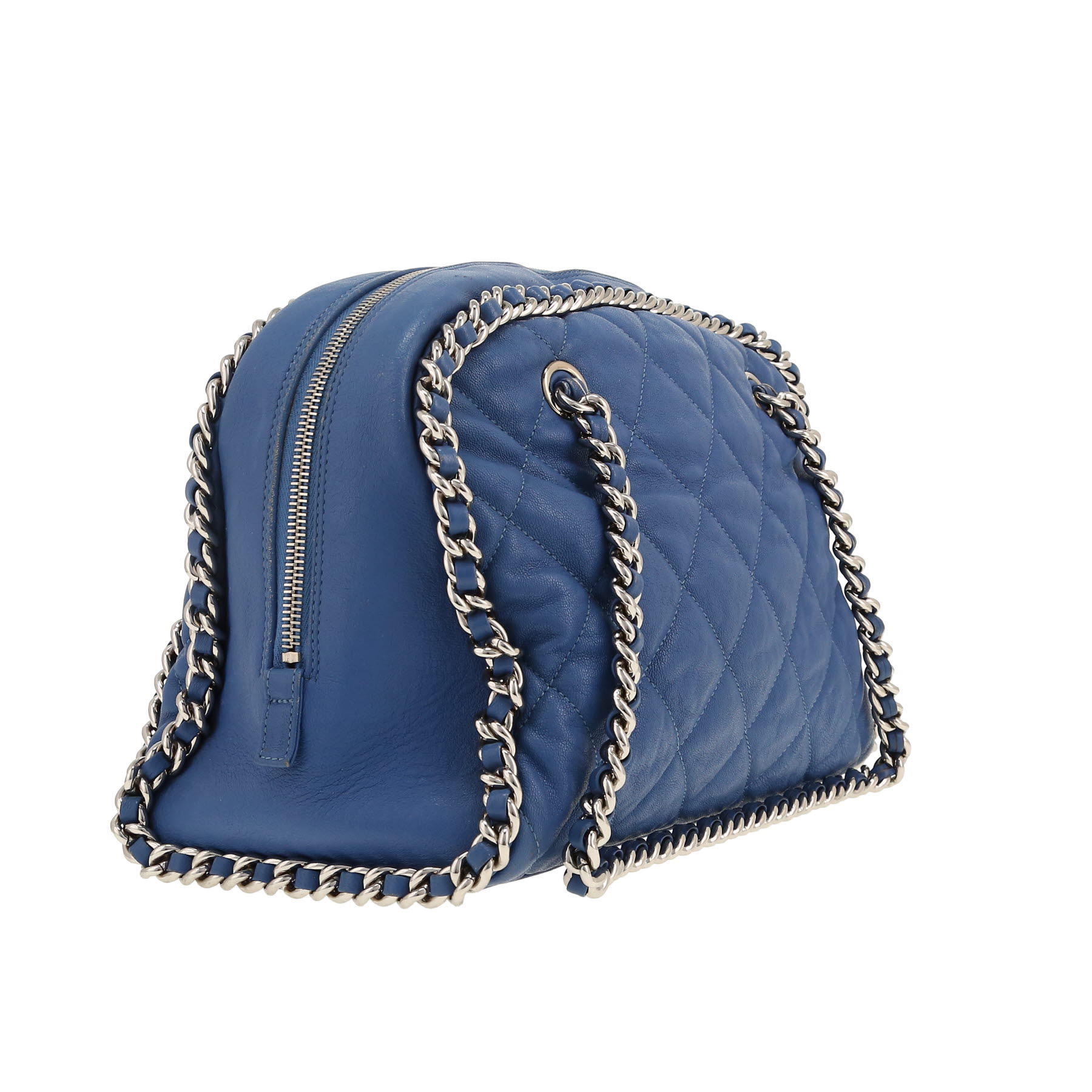 Chanel Mademoiselle handbag in blue quilted leather
