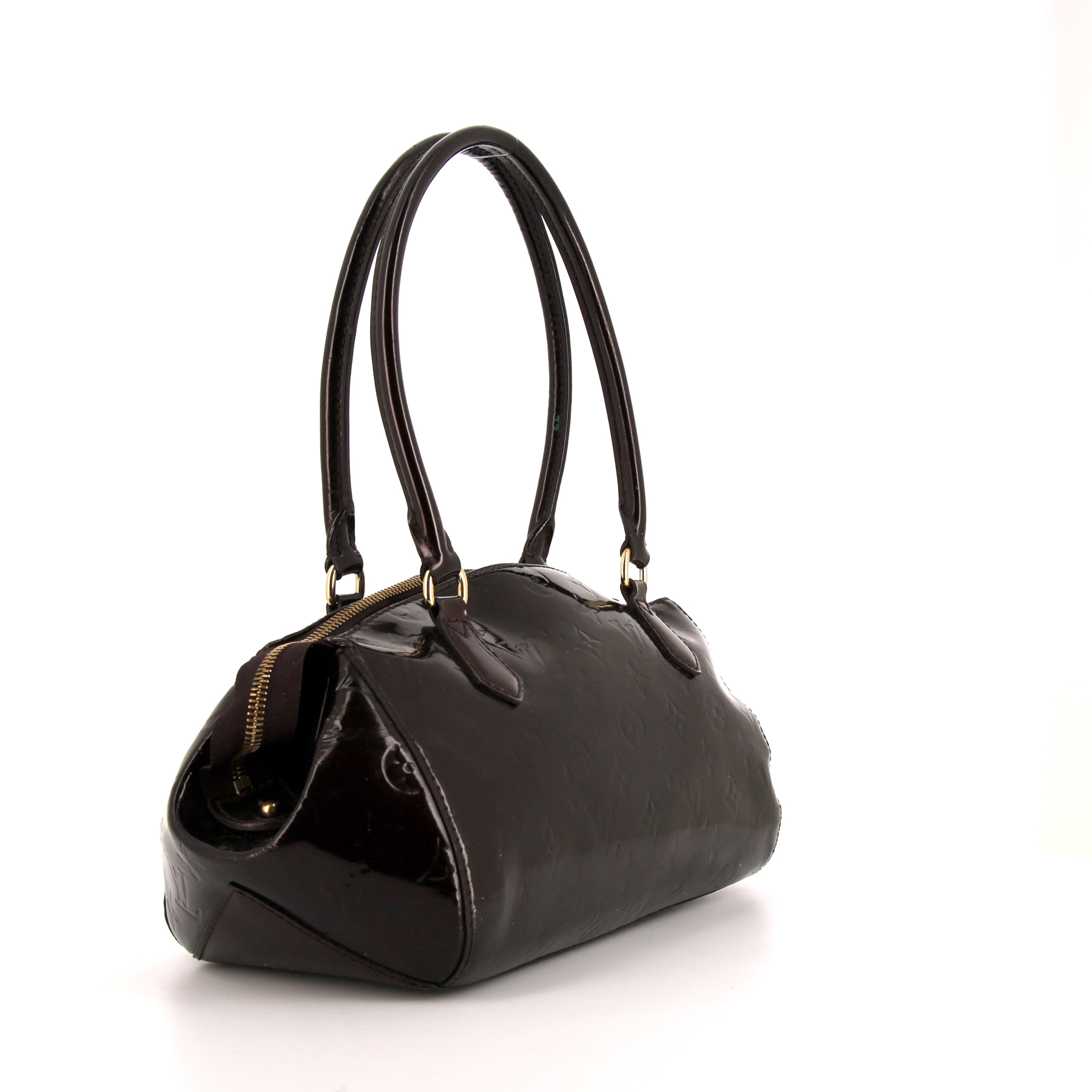 Borsa Louis Vuitton Sheerwood in pelle verniciata monogram color prugna