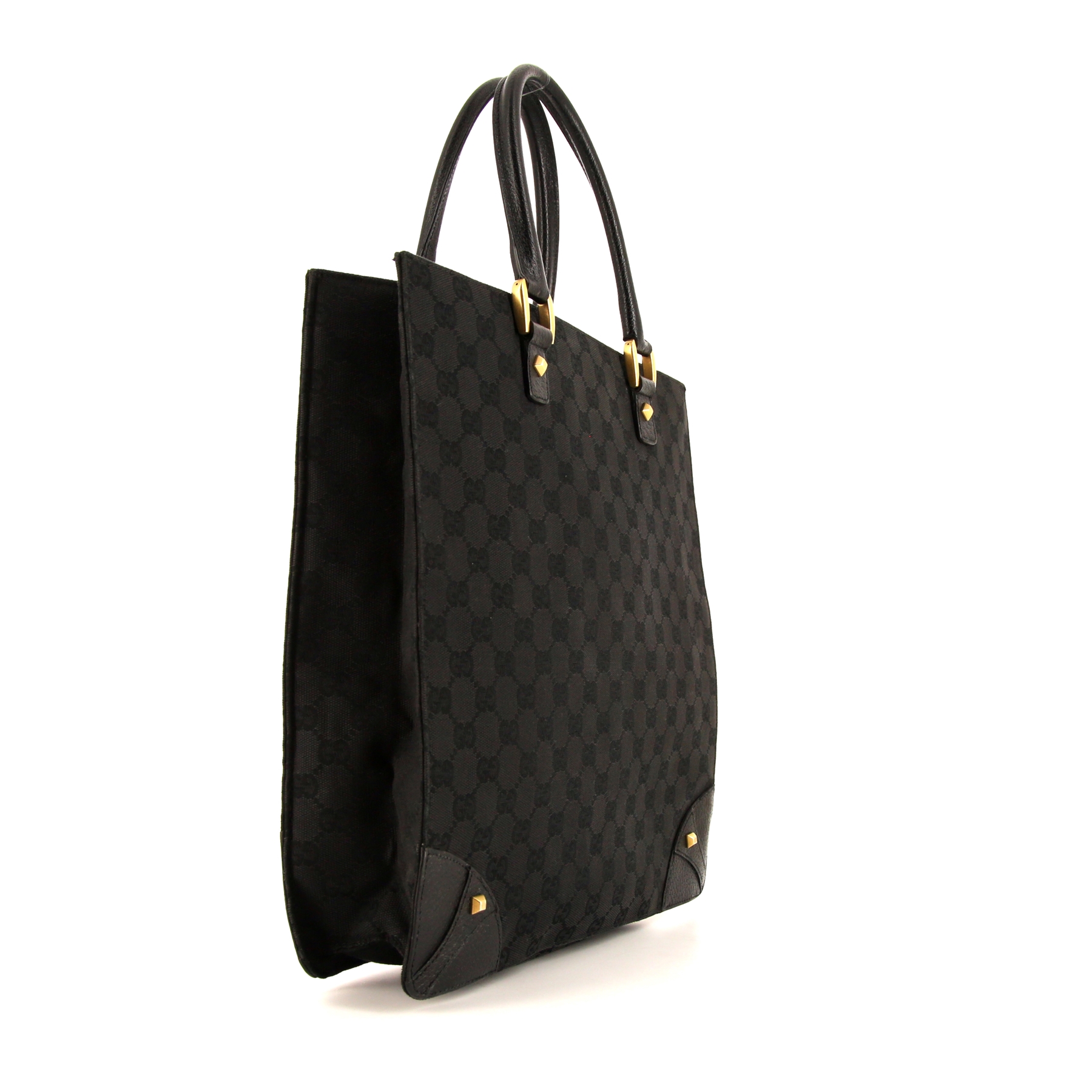 Gucci Vintage handbag in black monogram canvas and black leather
