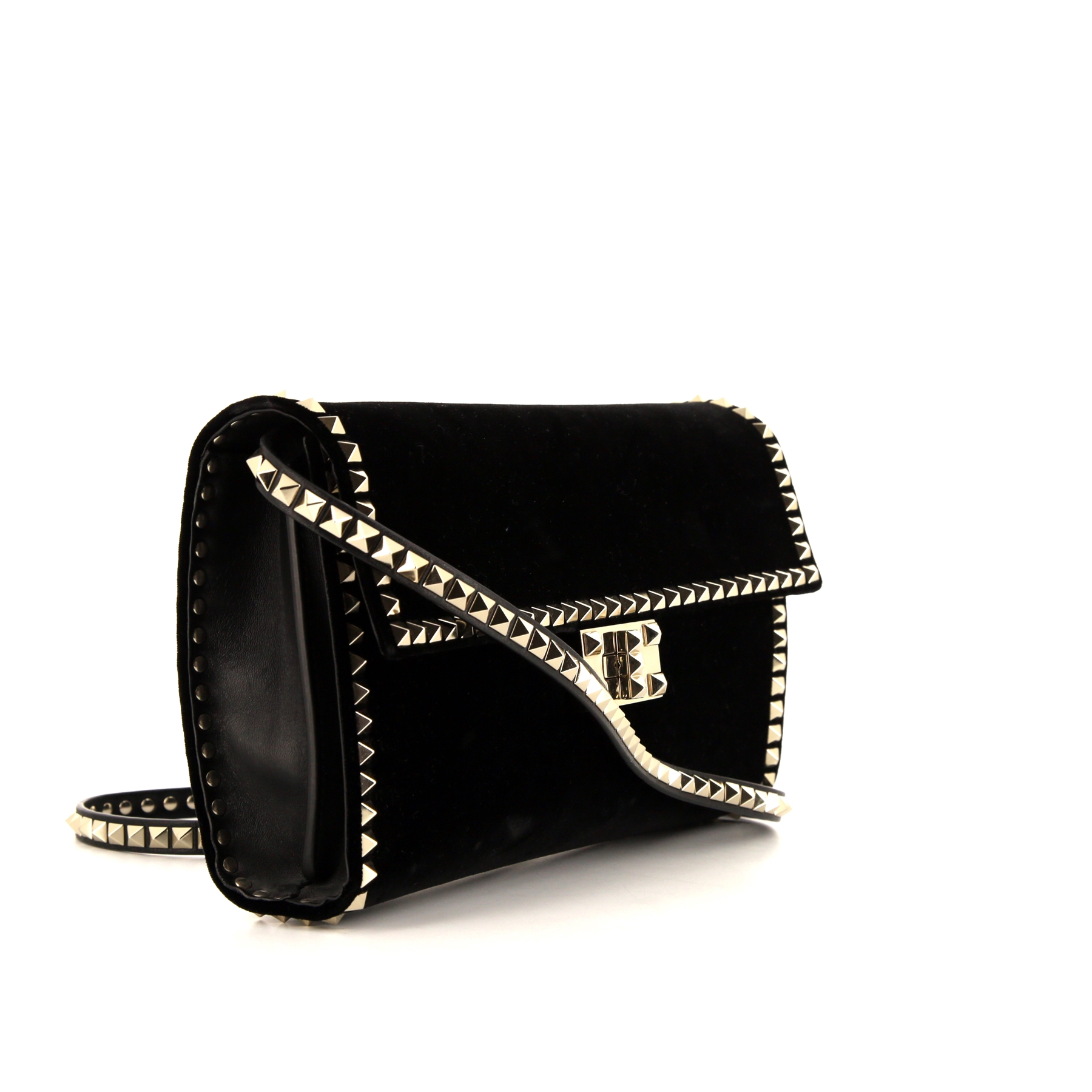 Borsa a tracolla Valentino Rockstud in velluto nero decorazioni con borchie