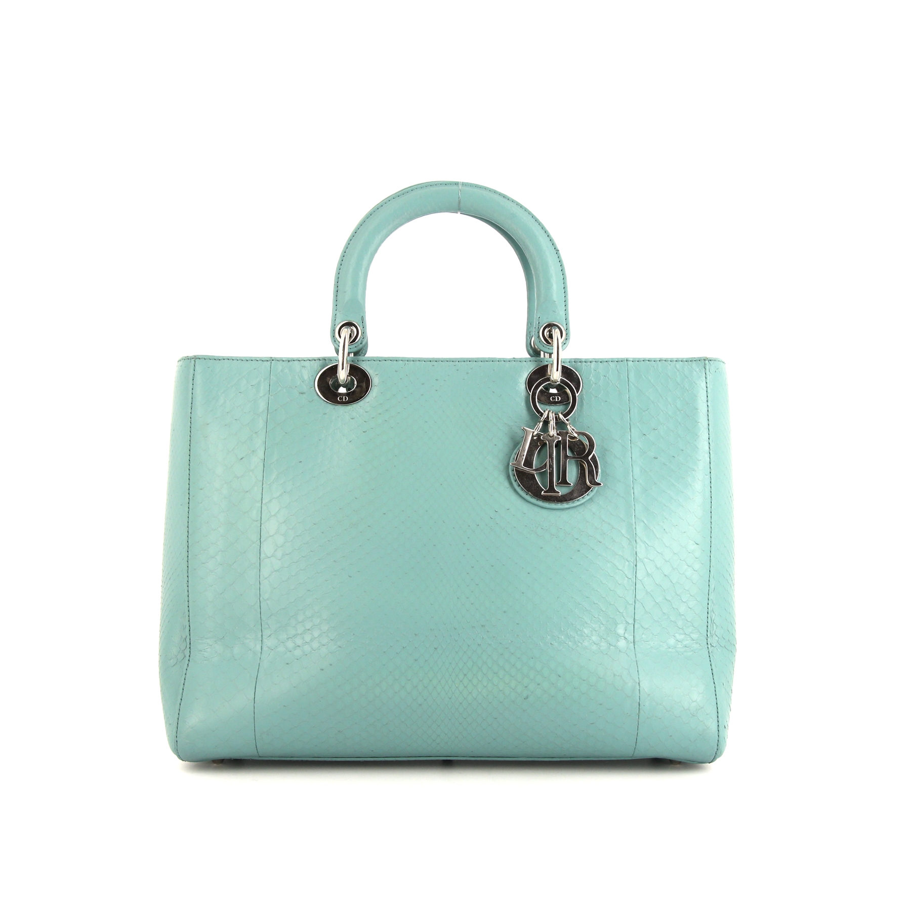 Lady Dior Large Model Handbag In Blue Python