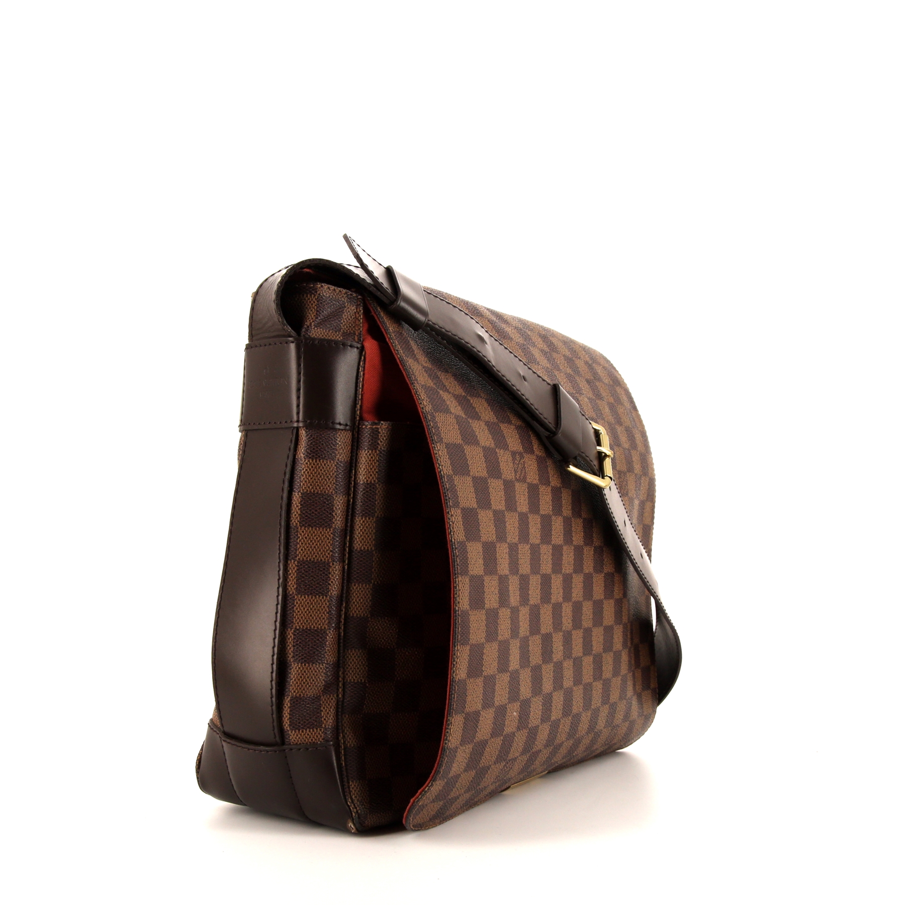 Borsa a tracolla Louis Vuitton Bastille in tela a scacchi ebana e pelle marrone