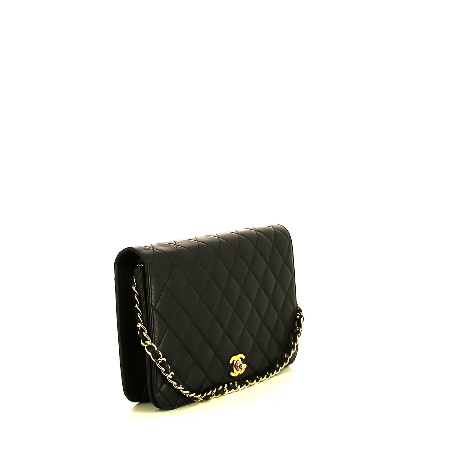 Sac porté épaule ou main Chanel Mademoiselle en cuir matelassé noir