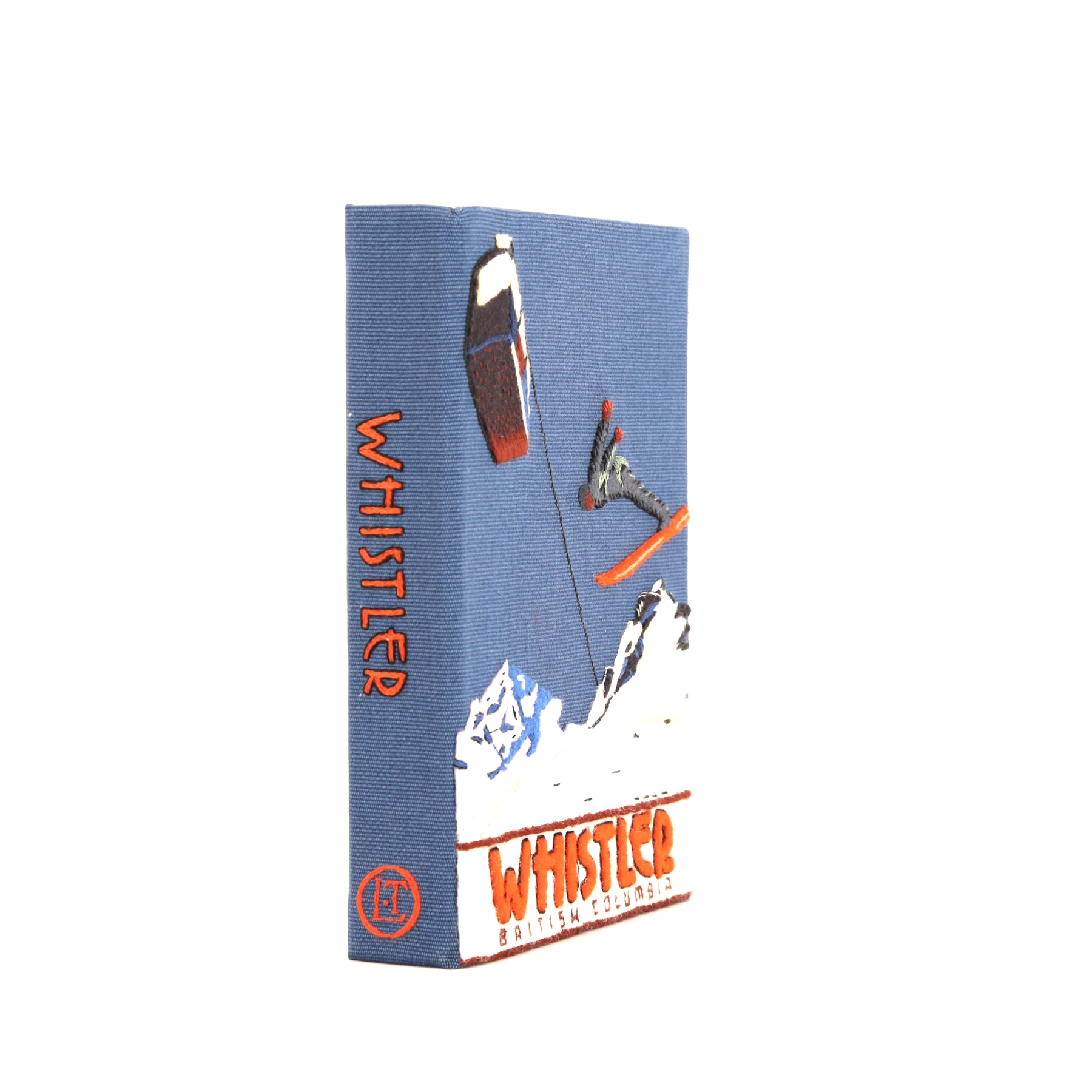 Minaudière Olympia Le-Tan Whistler British Columbia en tissu brodé bleu n°02/16