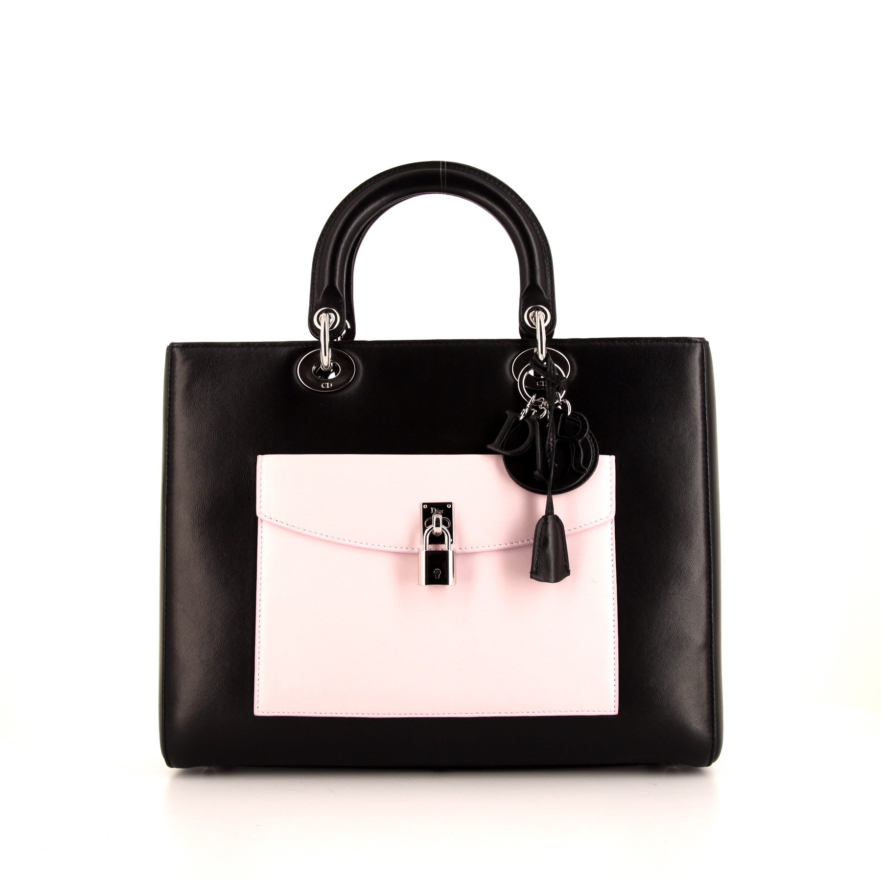 Lady Dior Edition Limitée Large Model Handbag In Black, Pink And