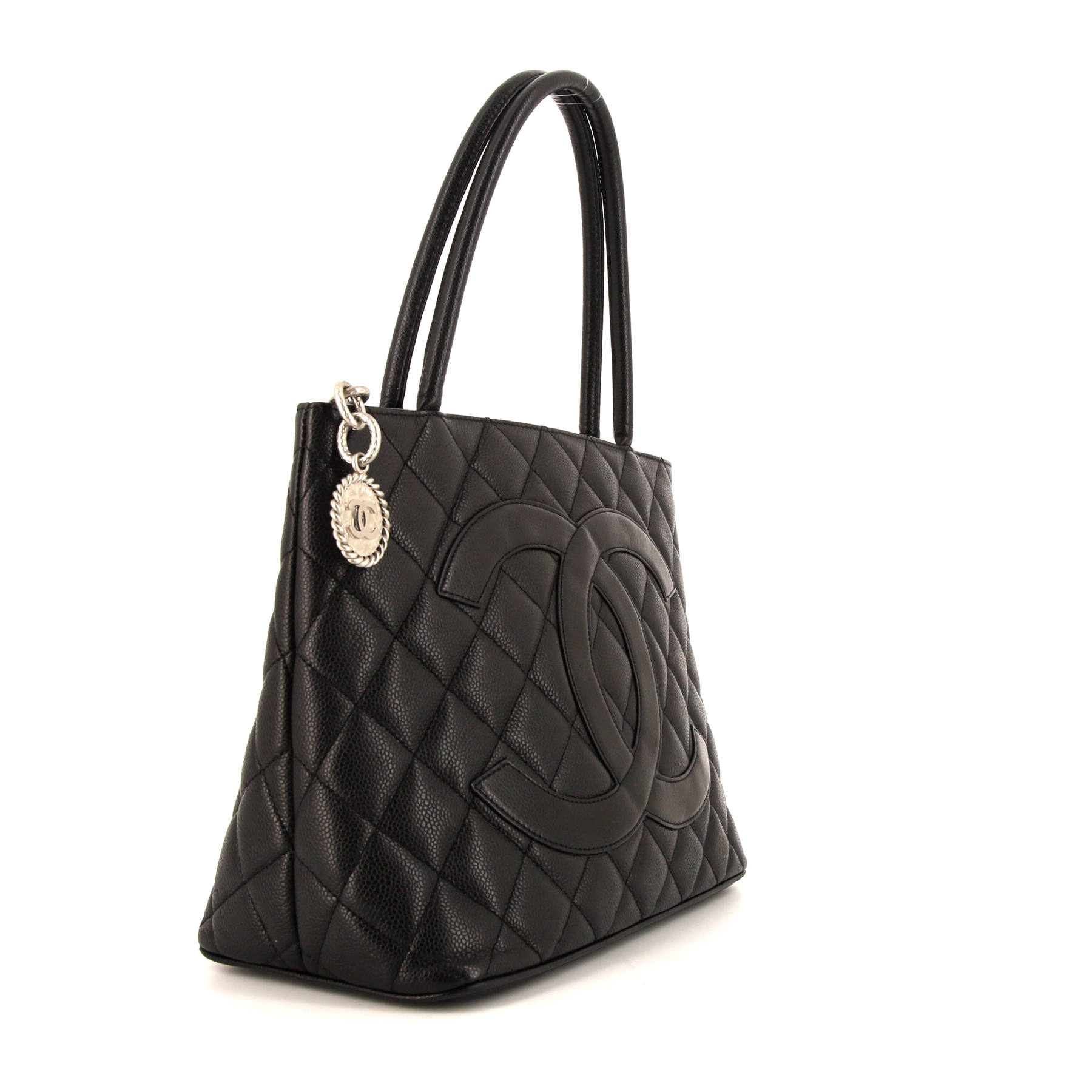 Chanel Medaillon - Bag handbag in black quilted grained leather