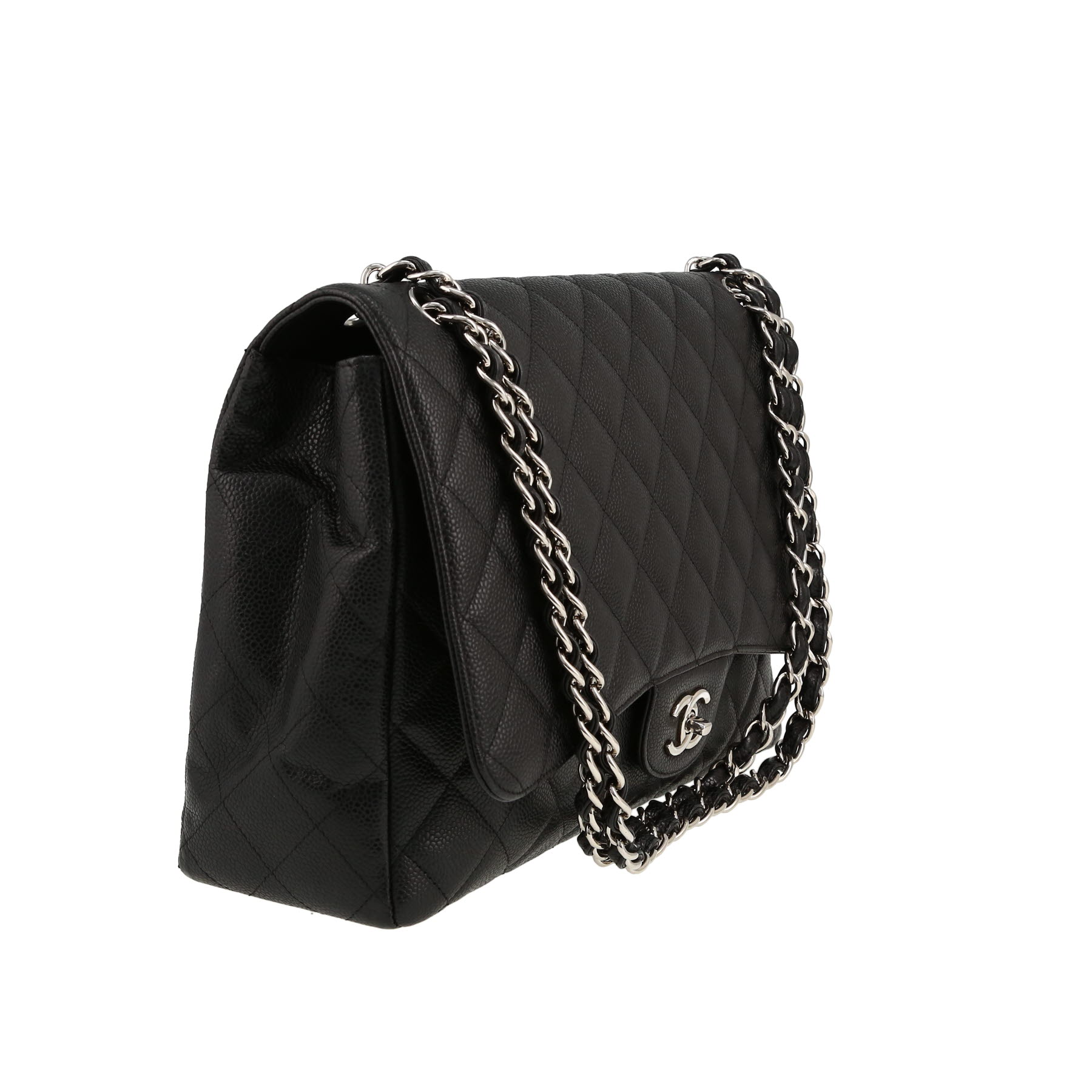 Sac à main Chanel  Timeless Maxi Jumbo en cuir grainé matelassé noir