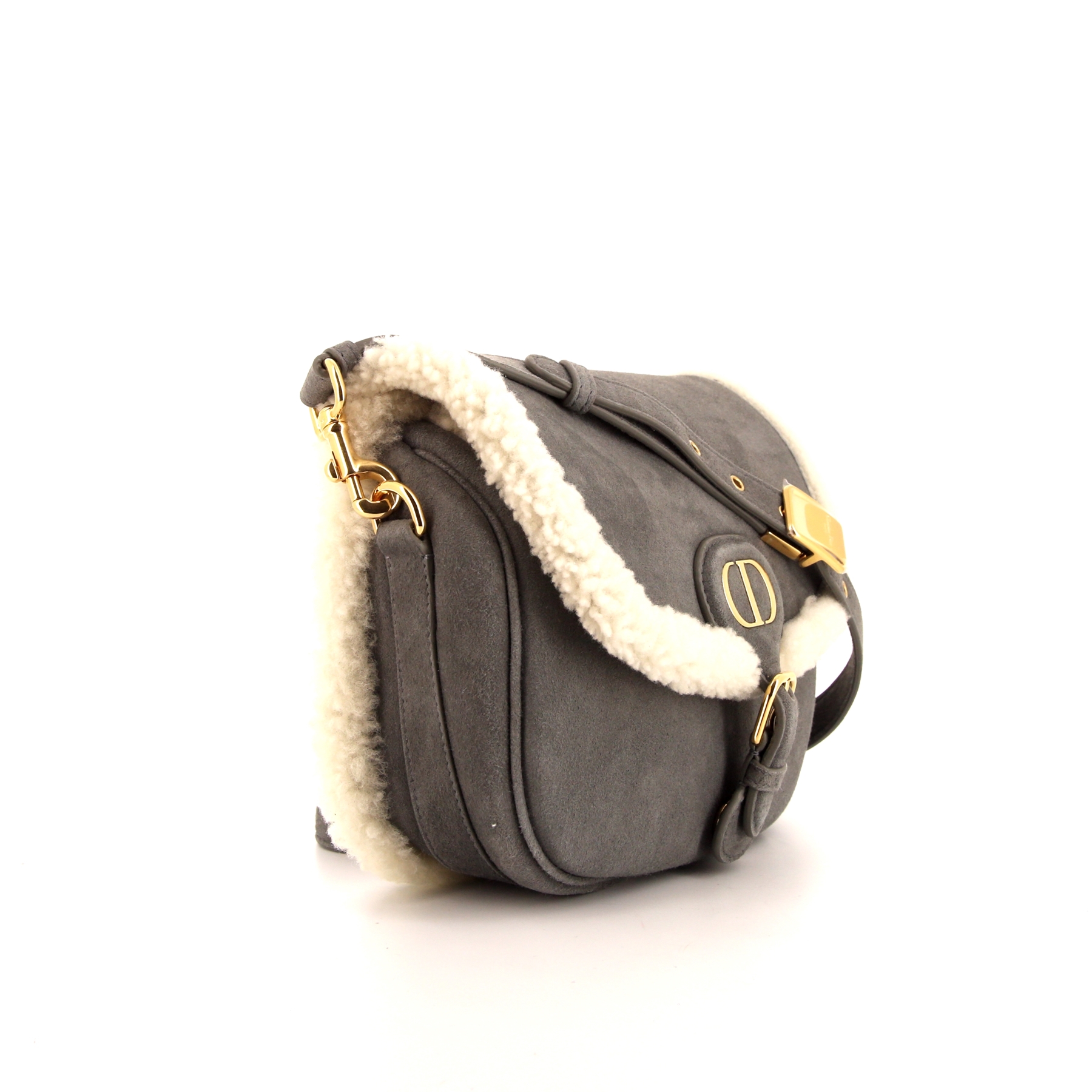 Borsa a tracolla Dior Bobby in camoscio grigio undefined