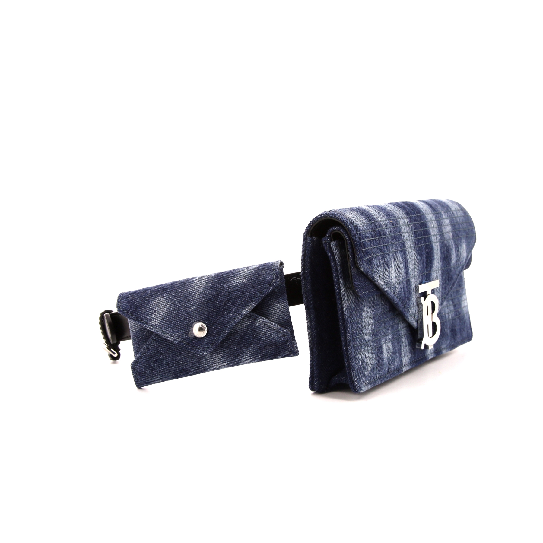 Burberry TB clutch-belt in blue denim and black leather