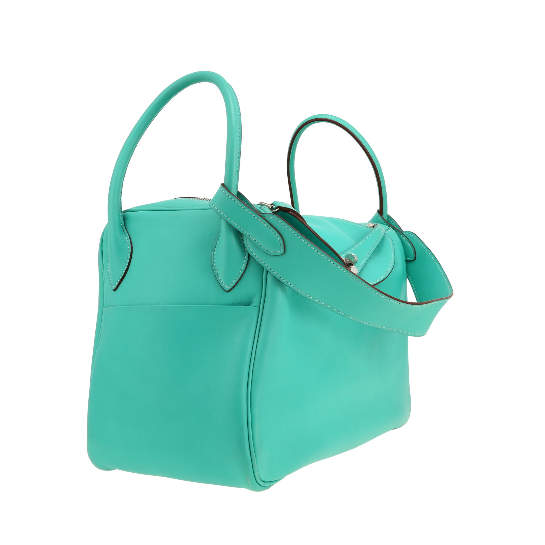 Borsa Hermes Lindy in pelle Swift blu turquoise