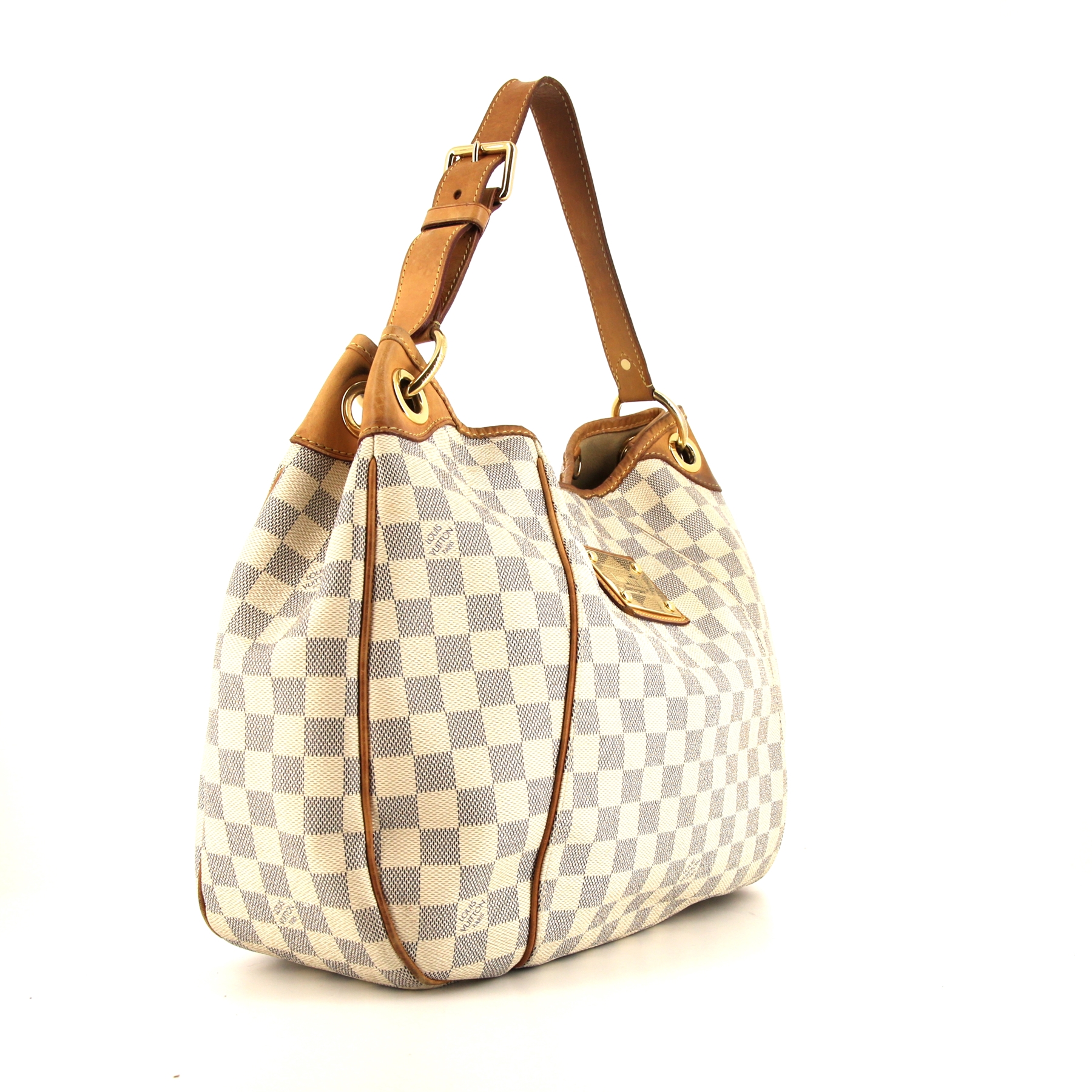 Louis Vuitton  Galliera handbag  in azur damier canvas  and natural leather