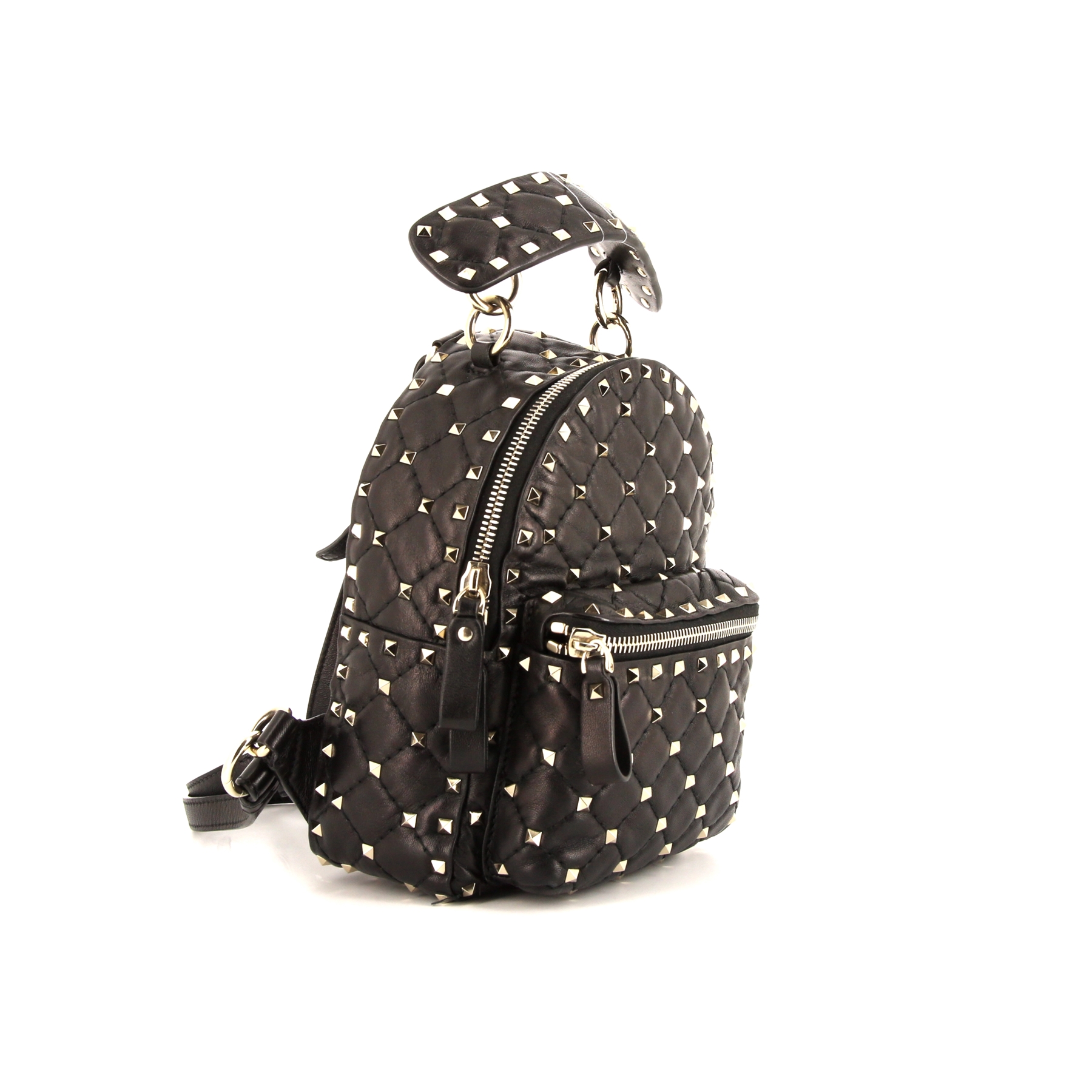 Mochila Valentino Rockstud en cuero acolchado negro