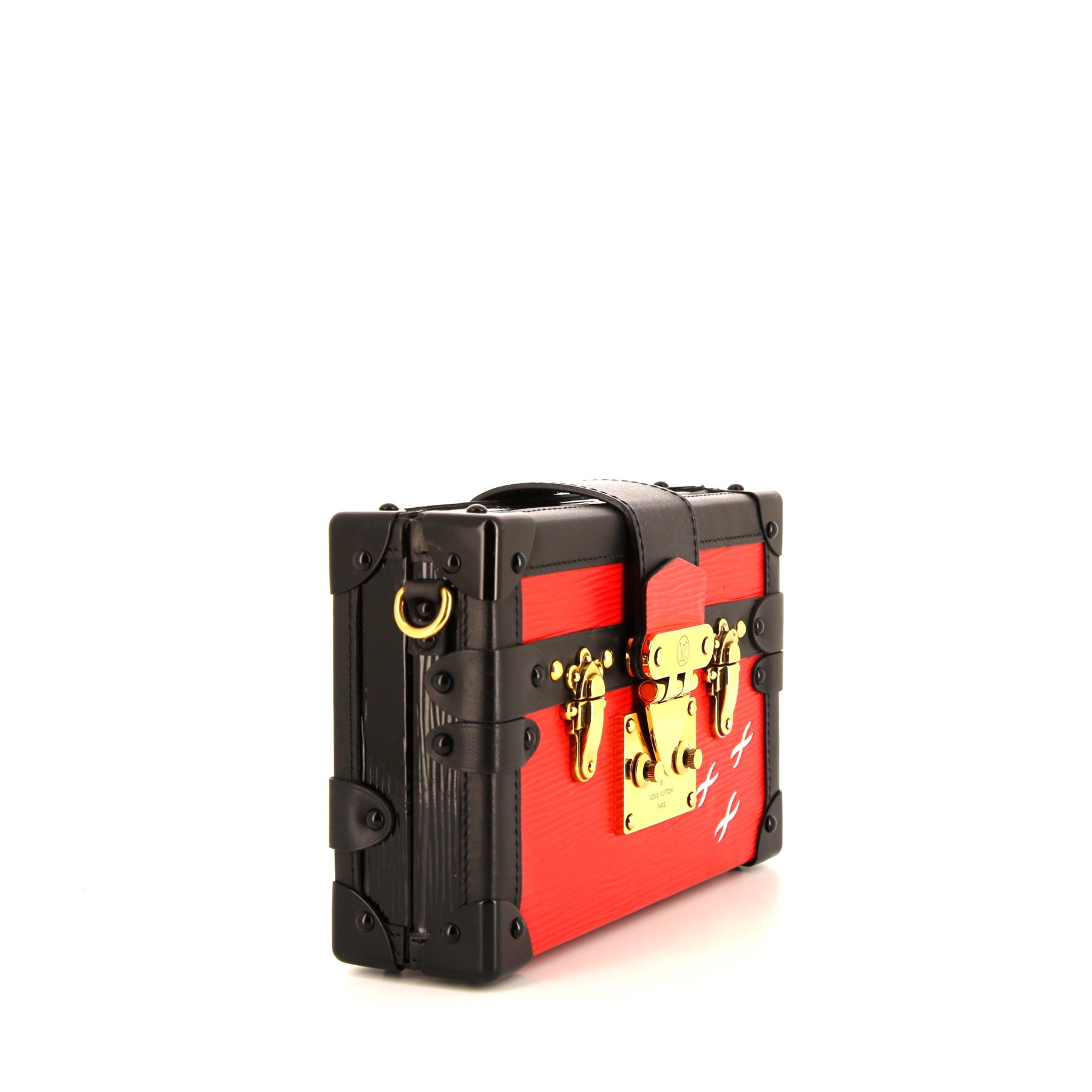 Louis Vuitton Petite Malle shoulder bag in red epi leather and black leather