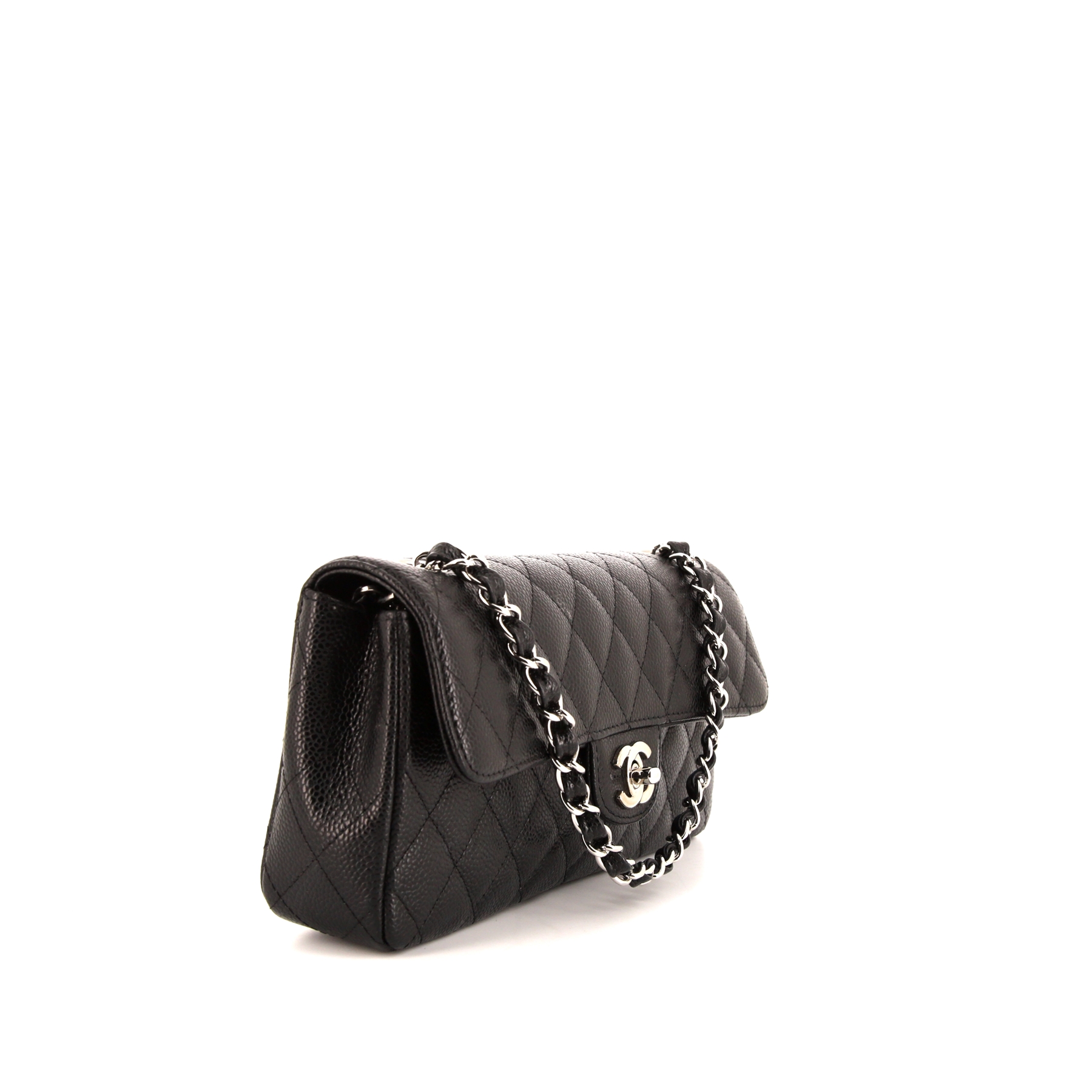 Chanel  East West bag worn on the shoulder or carried in the hand  in black quilted grained leather