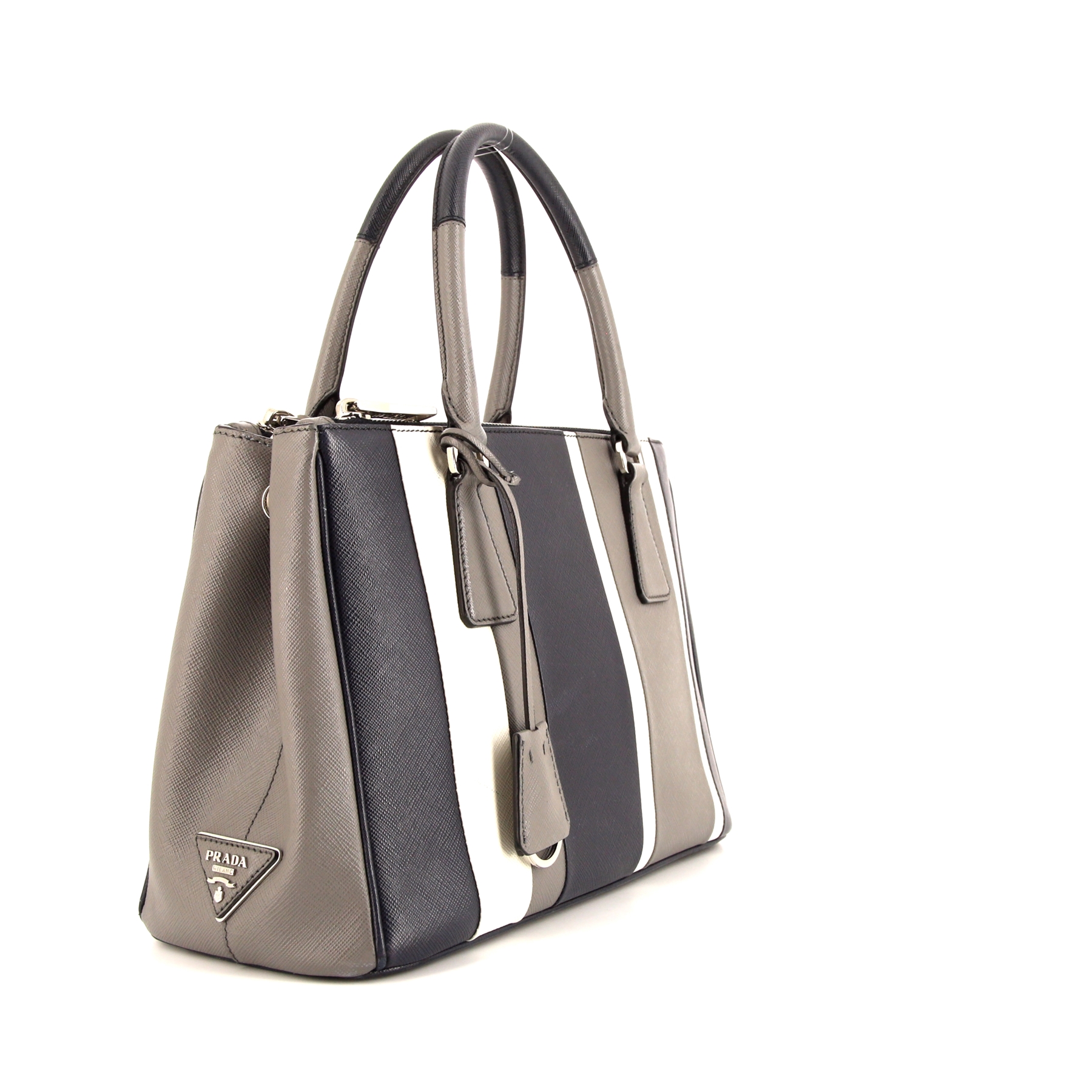 Borsa Prada  Galleria modello medio  in pelle saffiano blu bianca e grigia