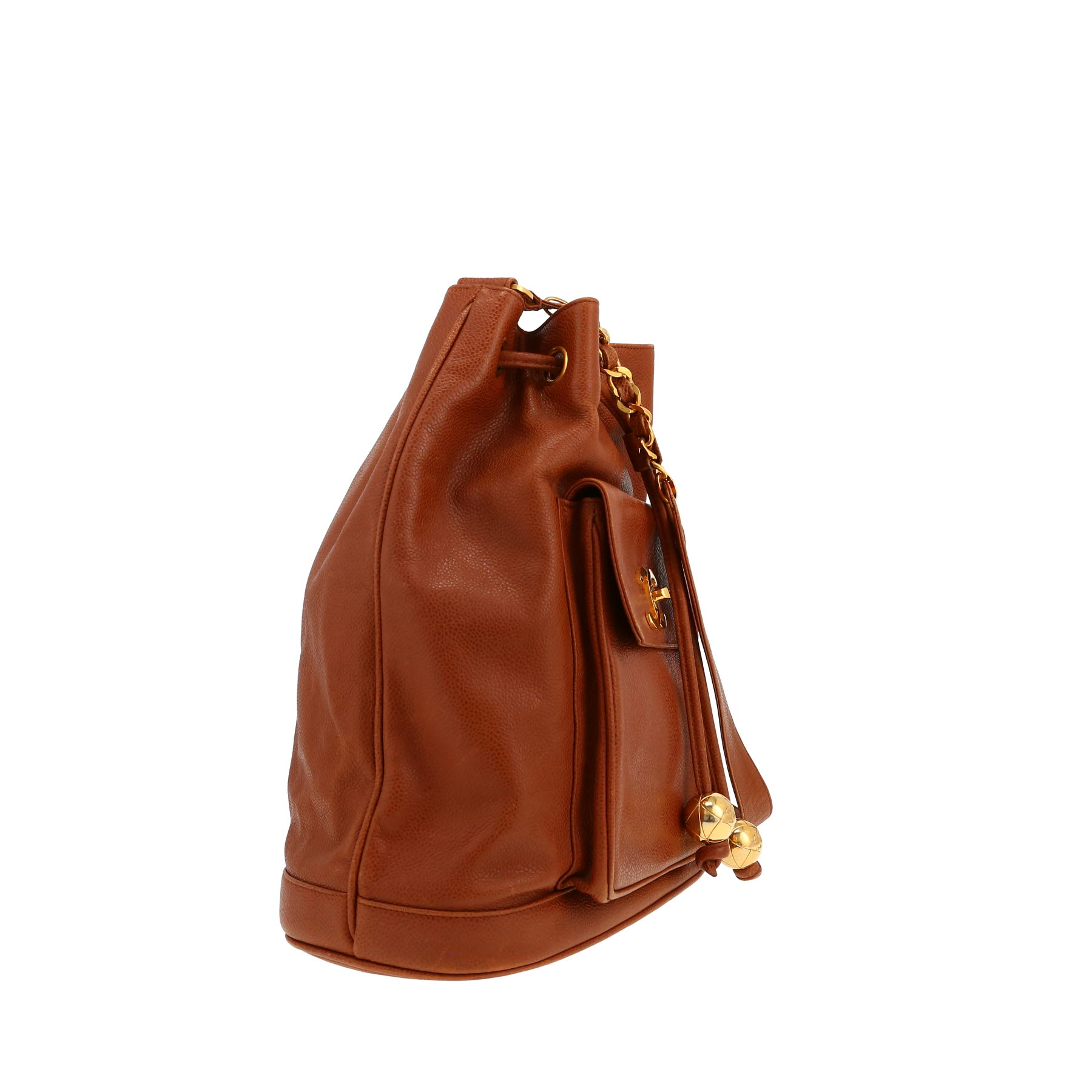 Chanel Vintage Shopping handbag in brown grained leather