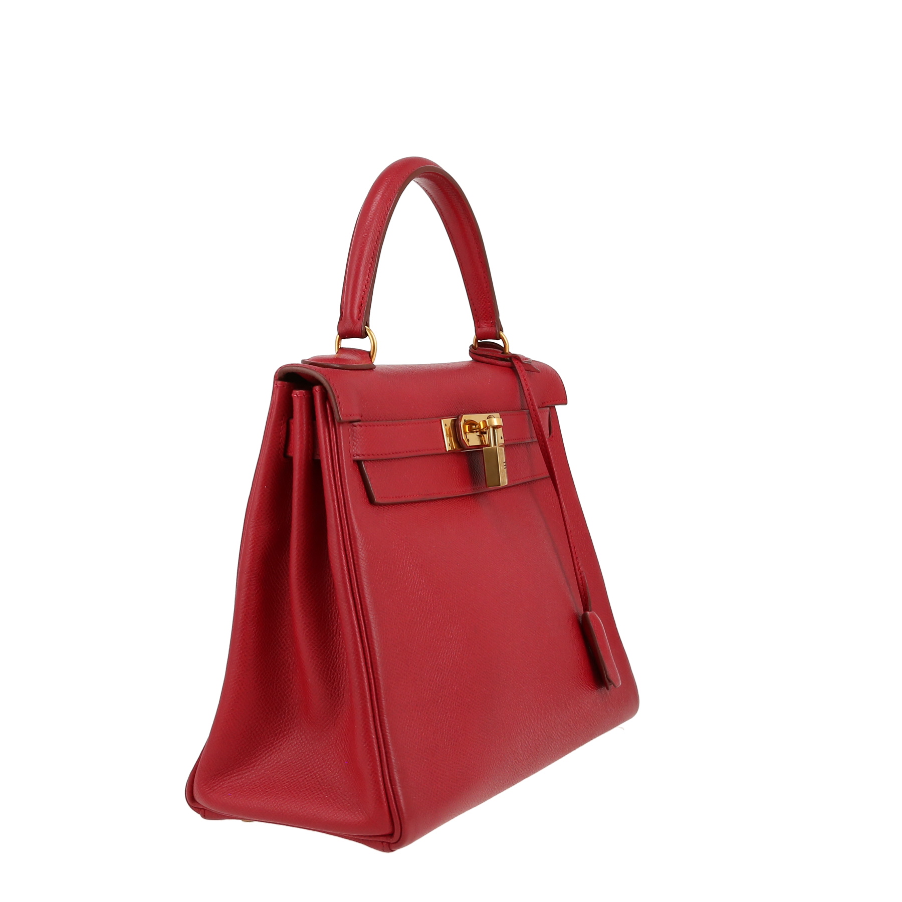 Hermès  Kelly 28 cm handbag  in red Courchevel leather