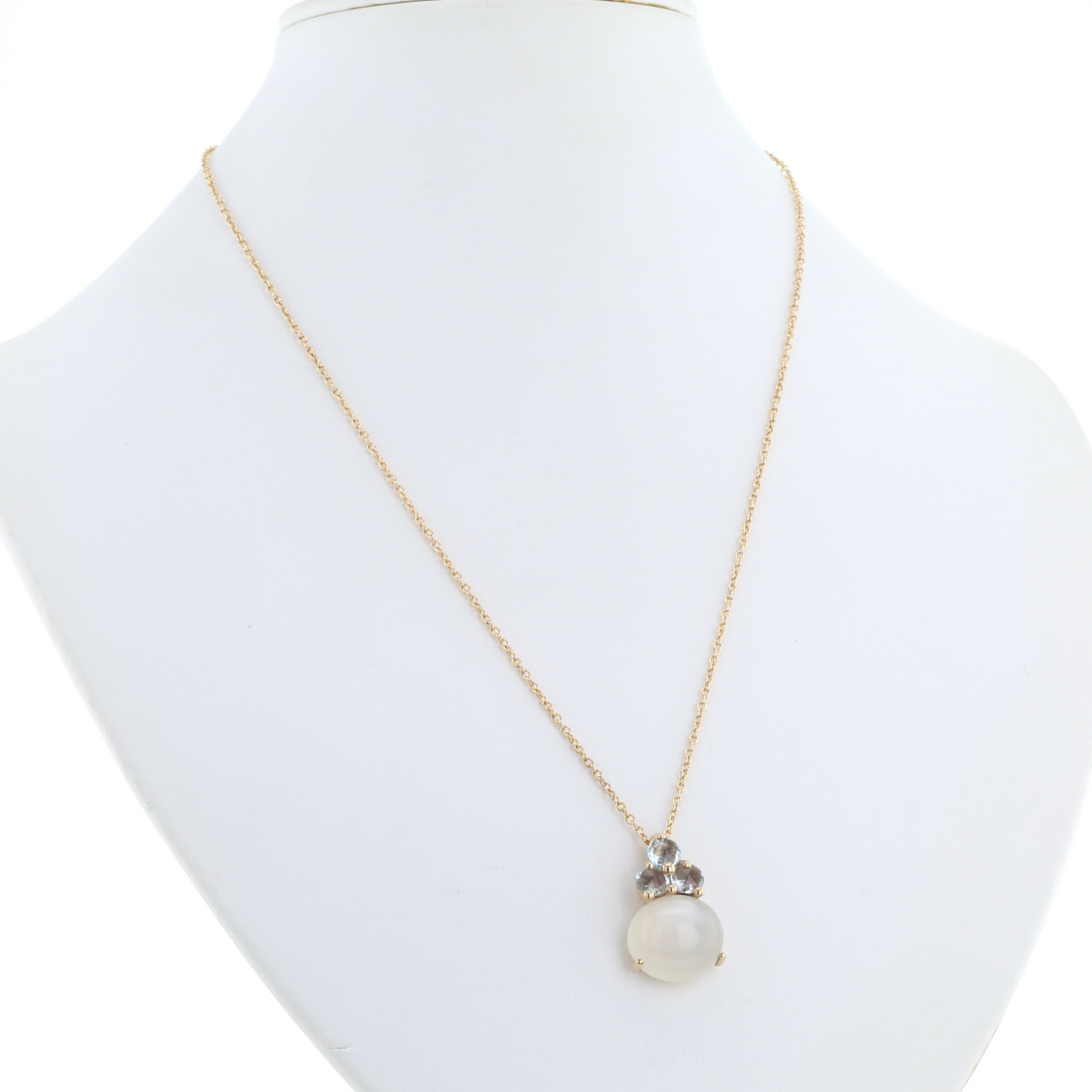 Pomellato Luna necklace in yellow gold,  moonstone and aquamarine