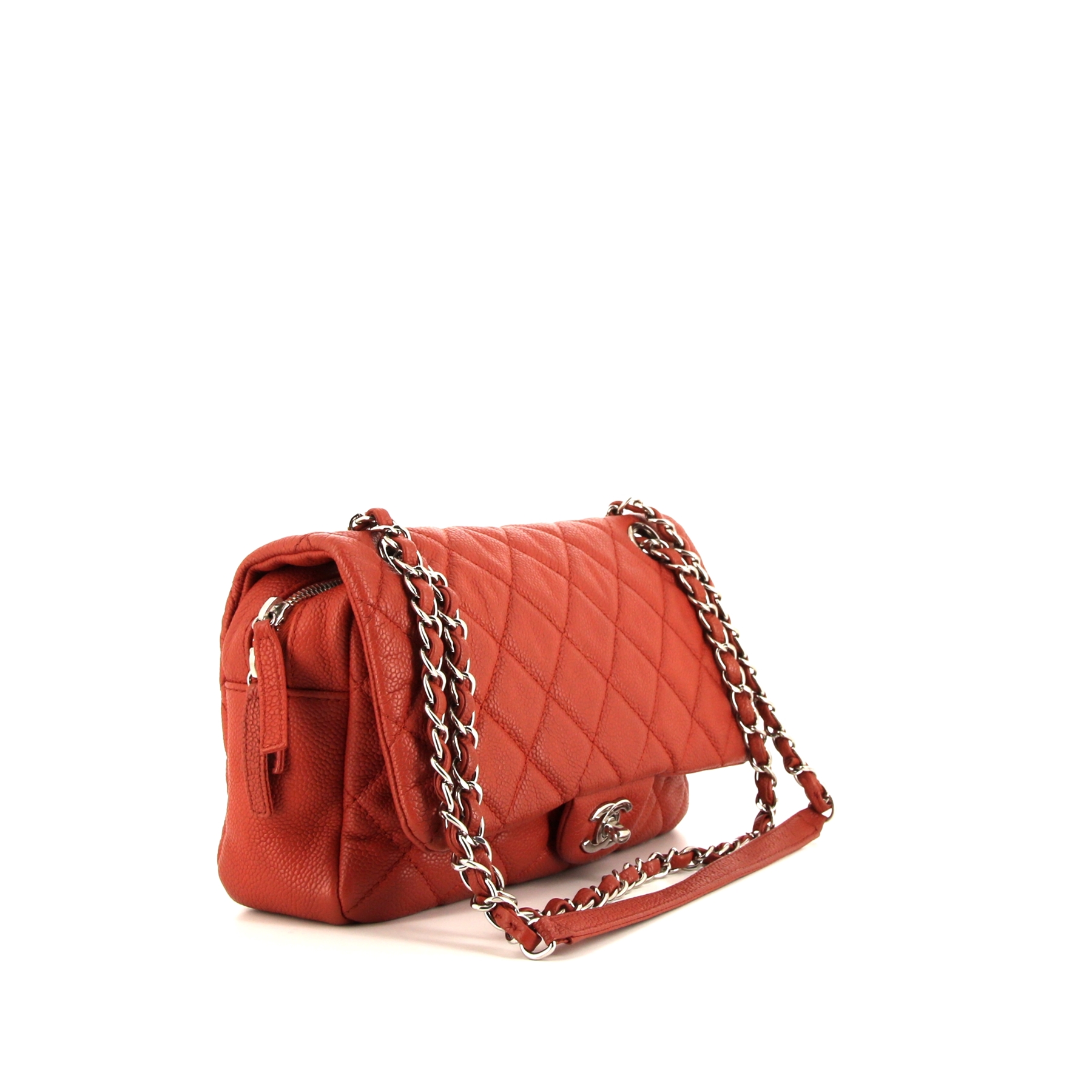 Chanel  Timeless Classic shoulder bag  in red quilted grained leather
