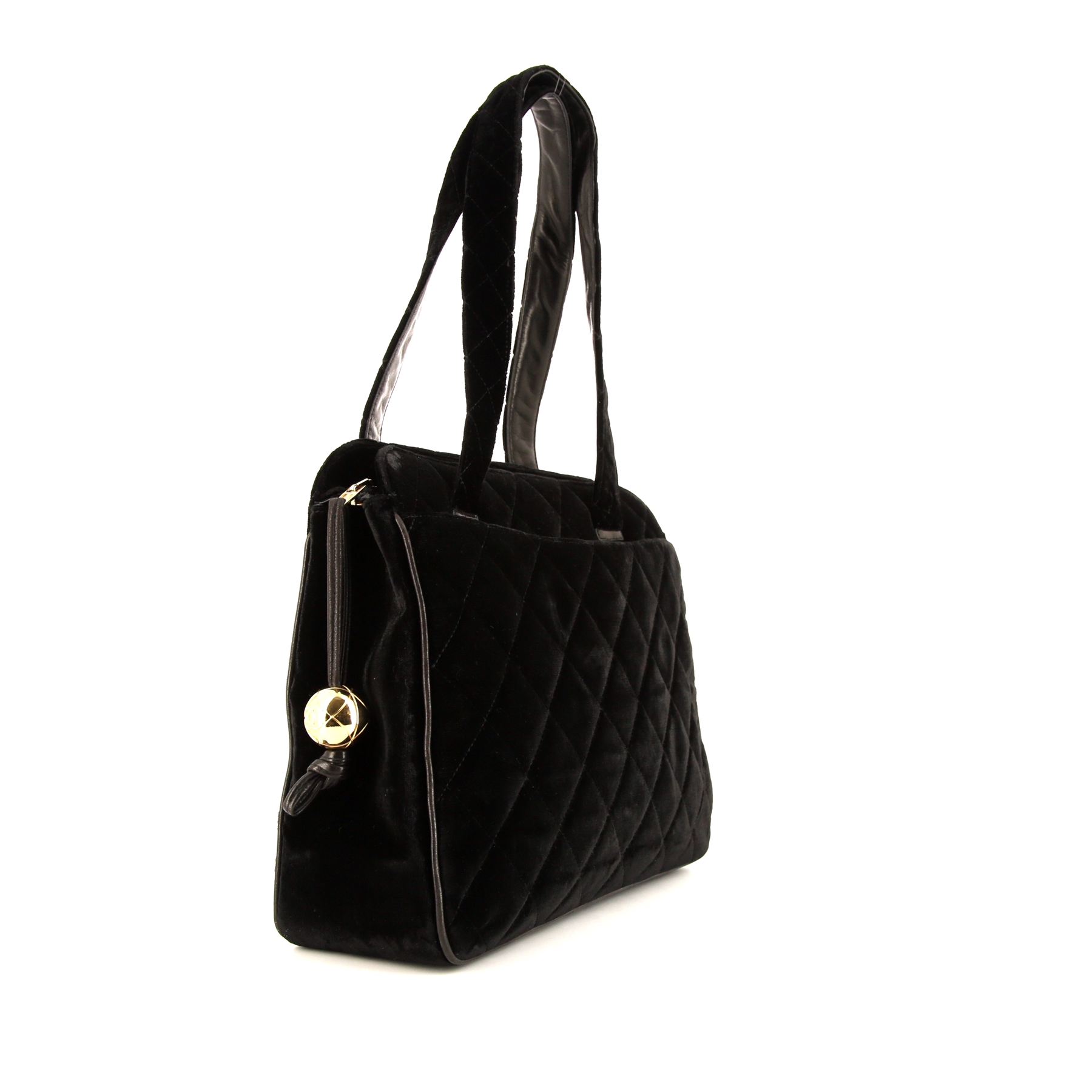 Sac à main Chanel Vintage en velours matelassé noir