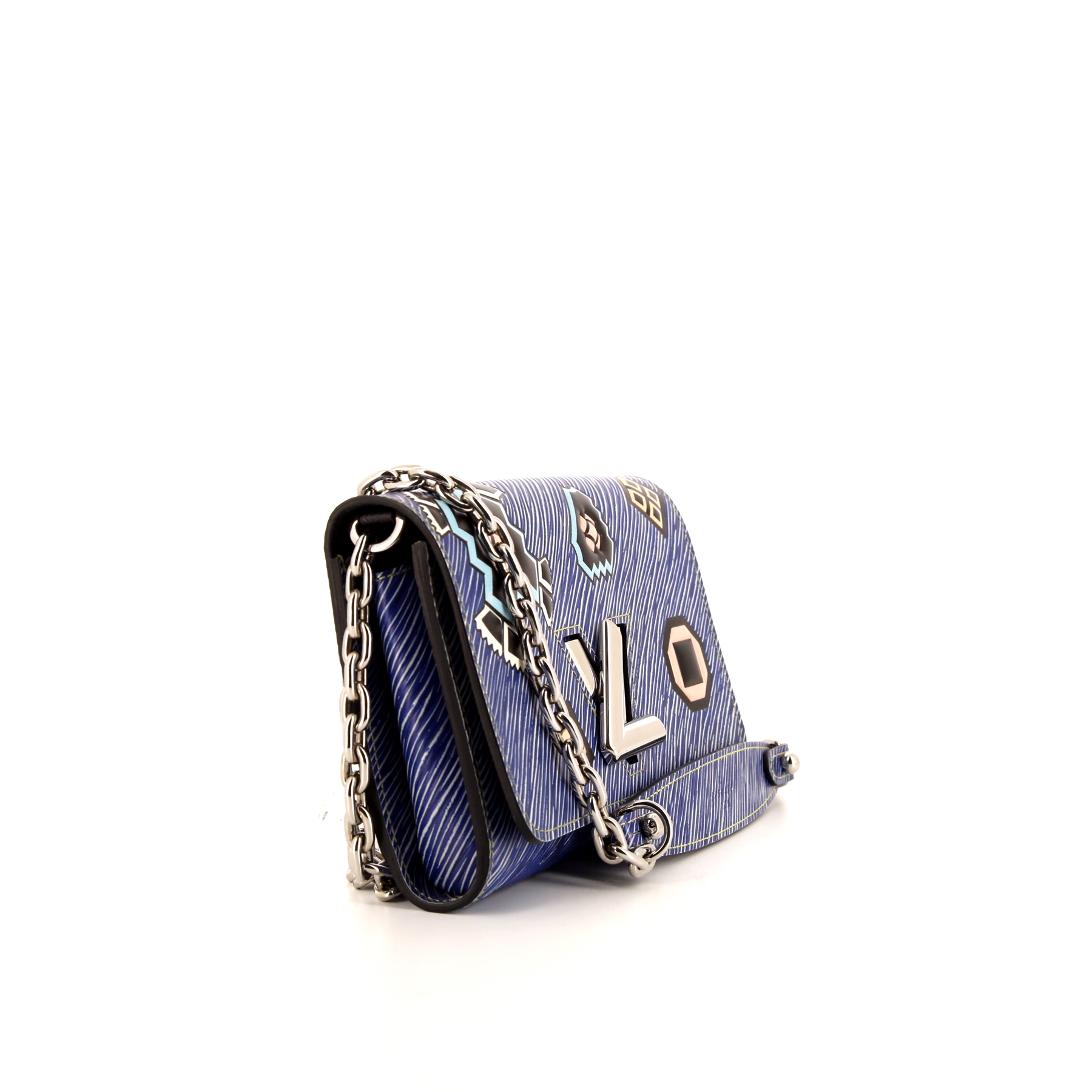 Borsa a tracolla Louis Vuitton Twist in pelle blu con motivo