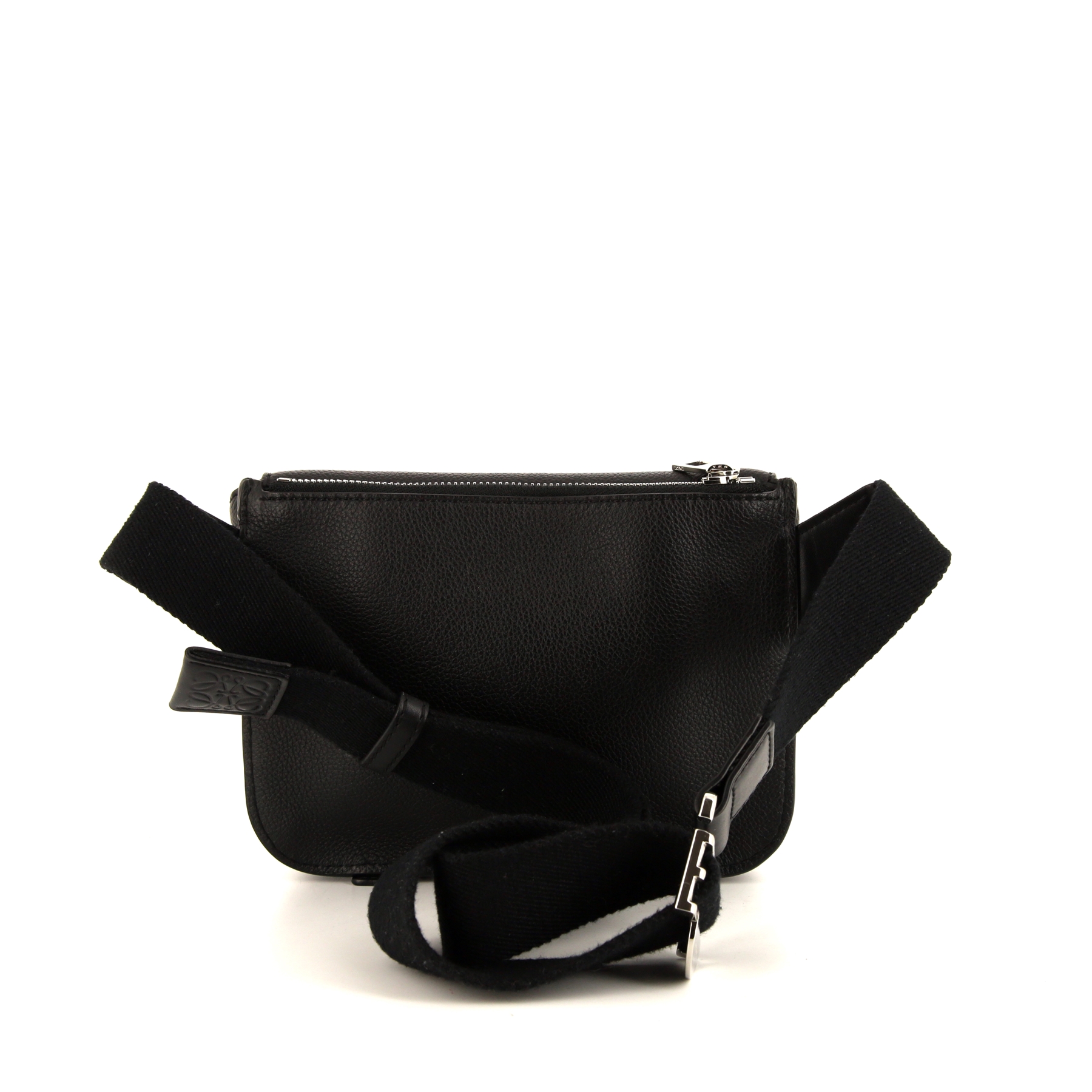 Military Bumbag Clutch-Belt In Black Grained Leather