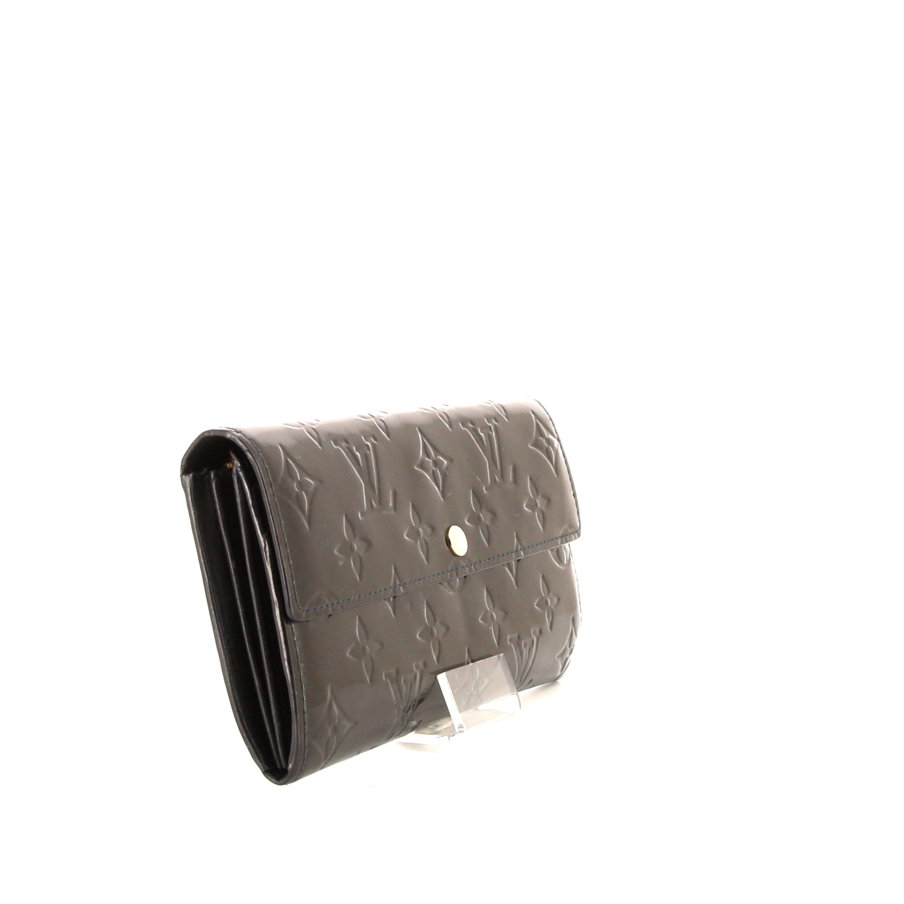 Portefeuille Louis Vuitton Sarah en cuir verni monogram bleu-foncé