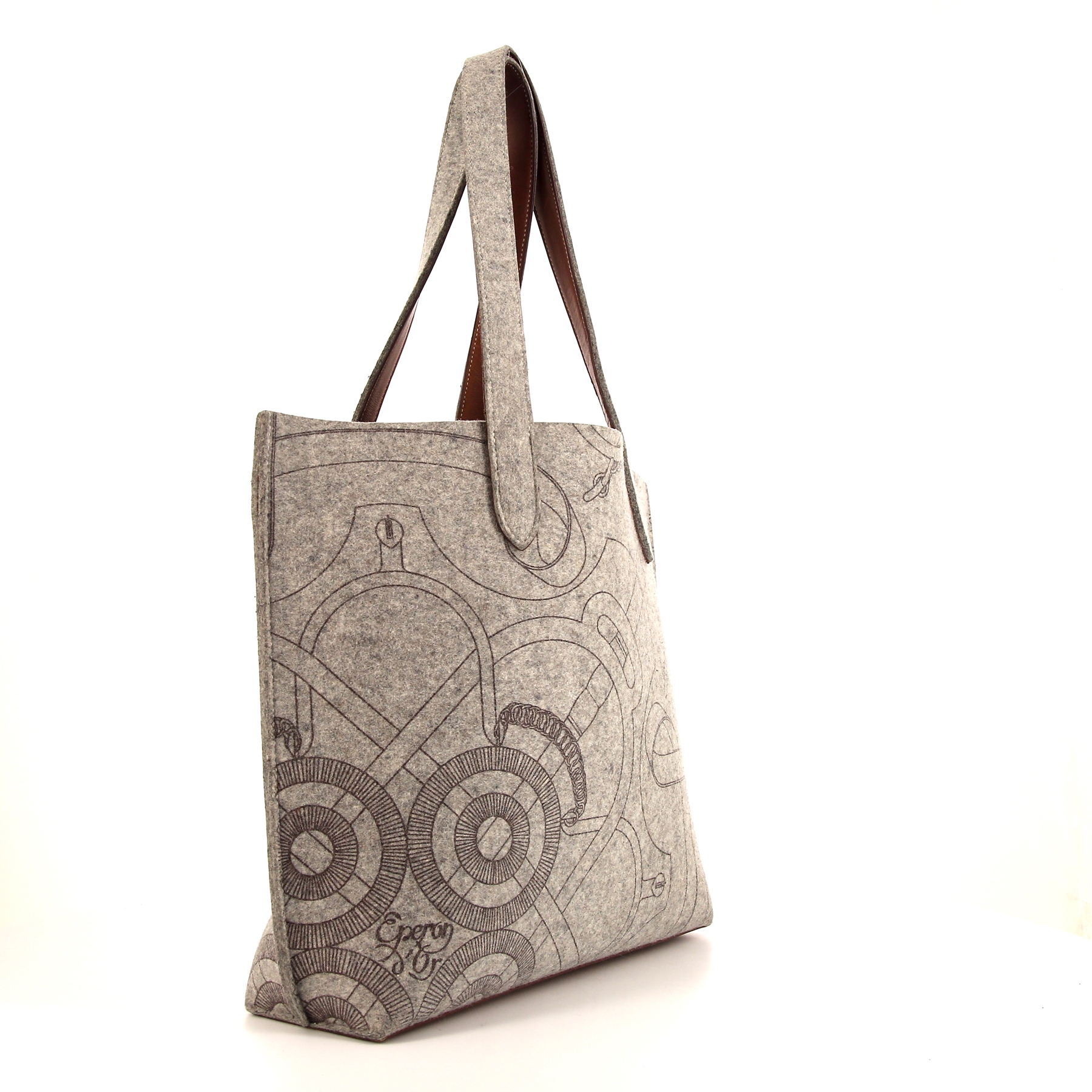 Hermès Karimi shopping bag in grey felt and Barenia leather