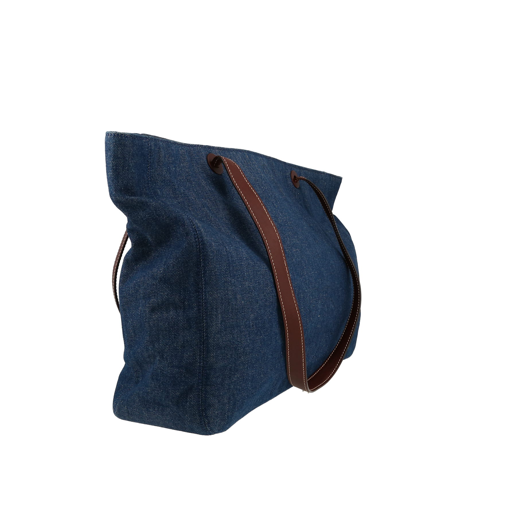 Chanel Coco Mark Tote shopping bag in blue denim canvas