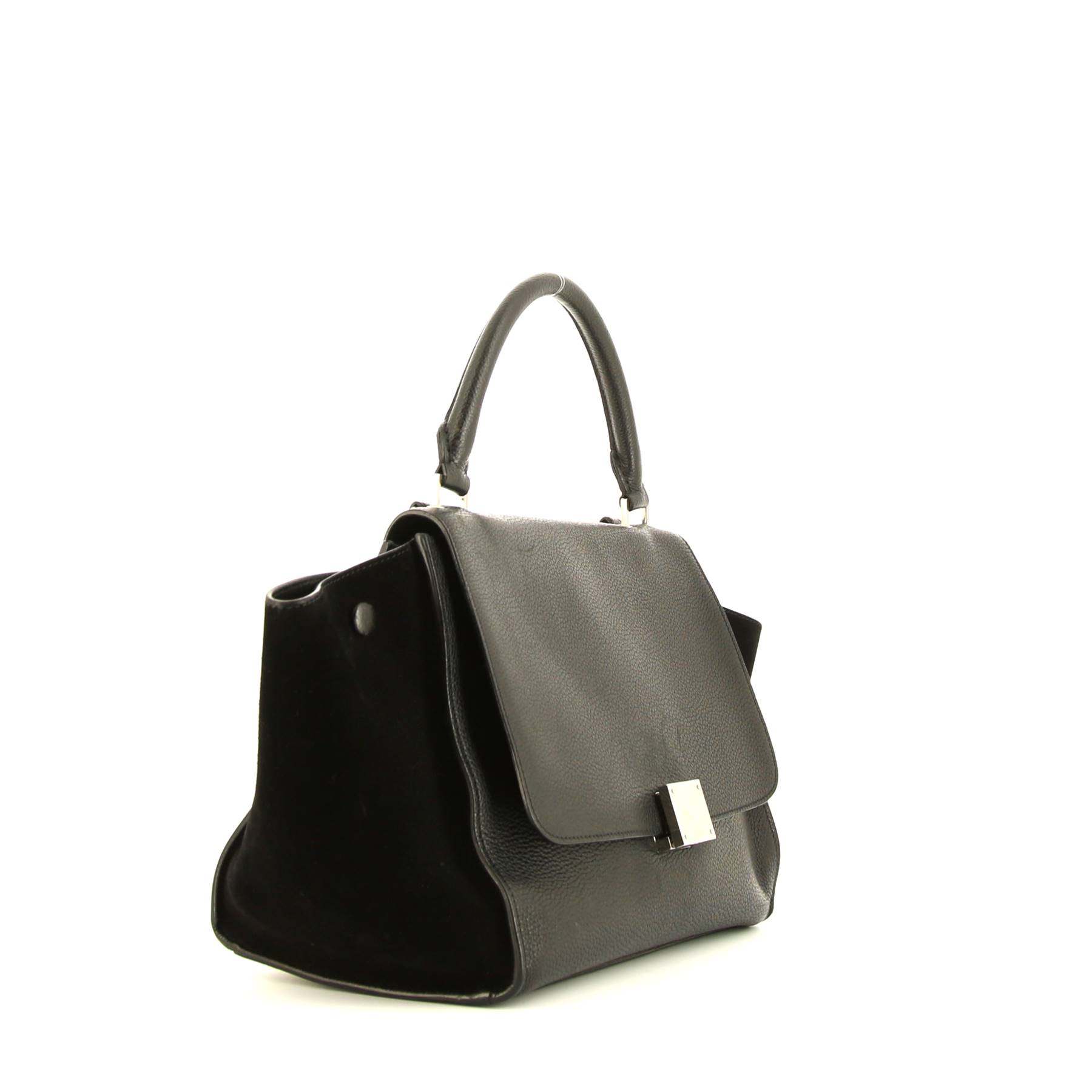 Celine  Trapeze small model  handbag  in black leather  and black suede