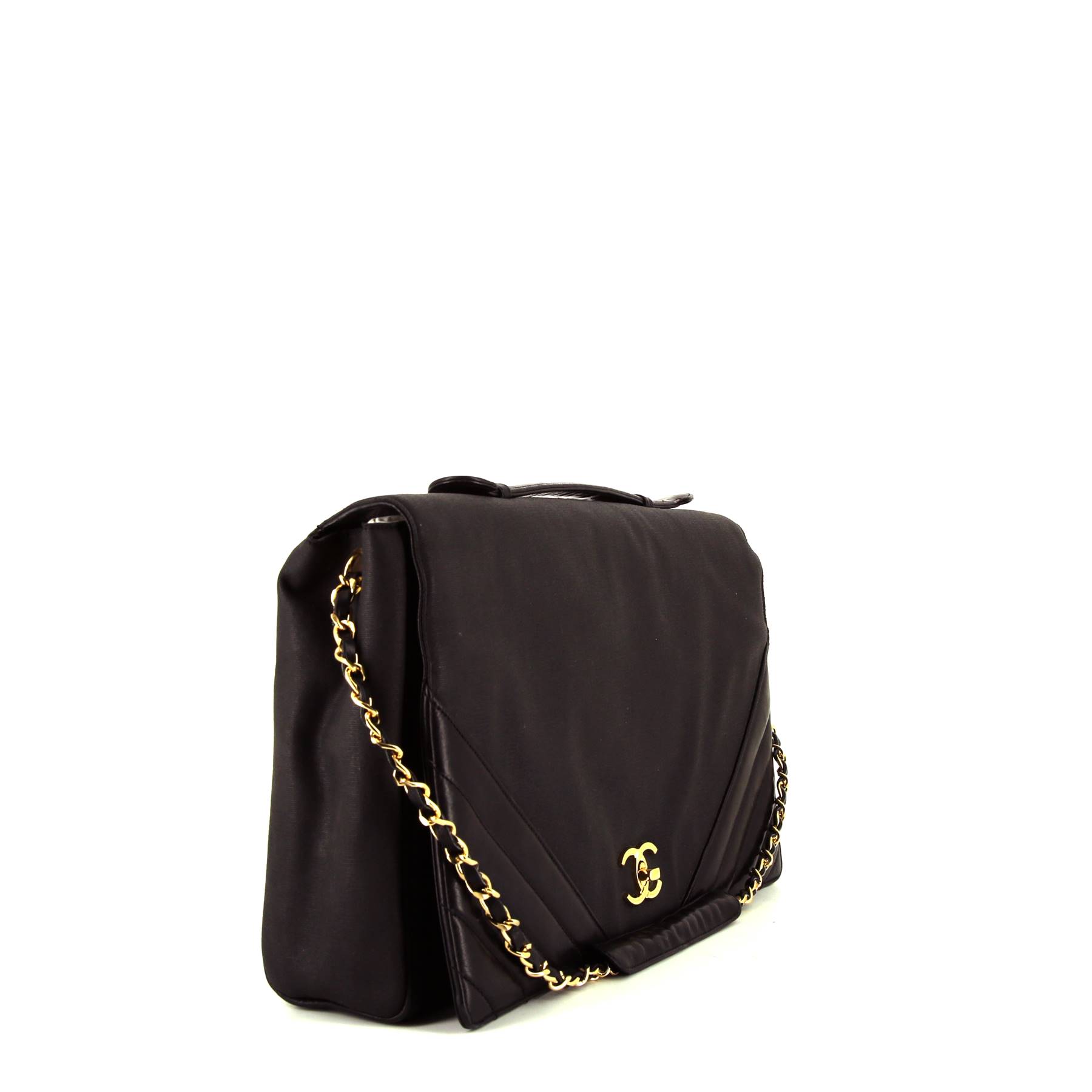 Borsa a tracolla Chanel  Vintage in tela nera e pelle nera