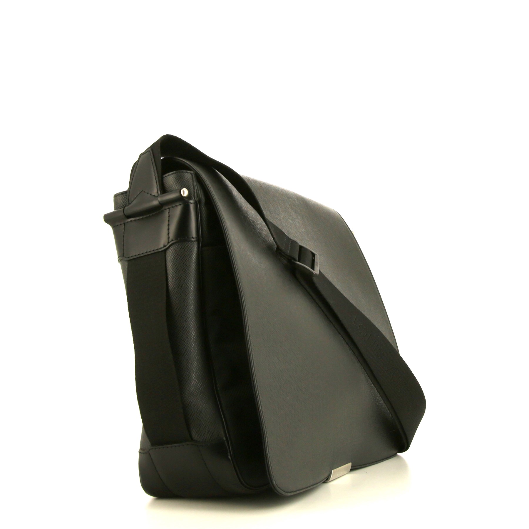 Sac bandoulière Louis Vuitton  Viktor en cuir taiga gris anthracite et toile grise