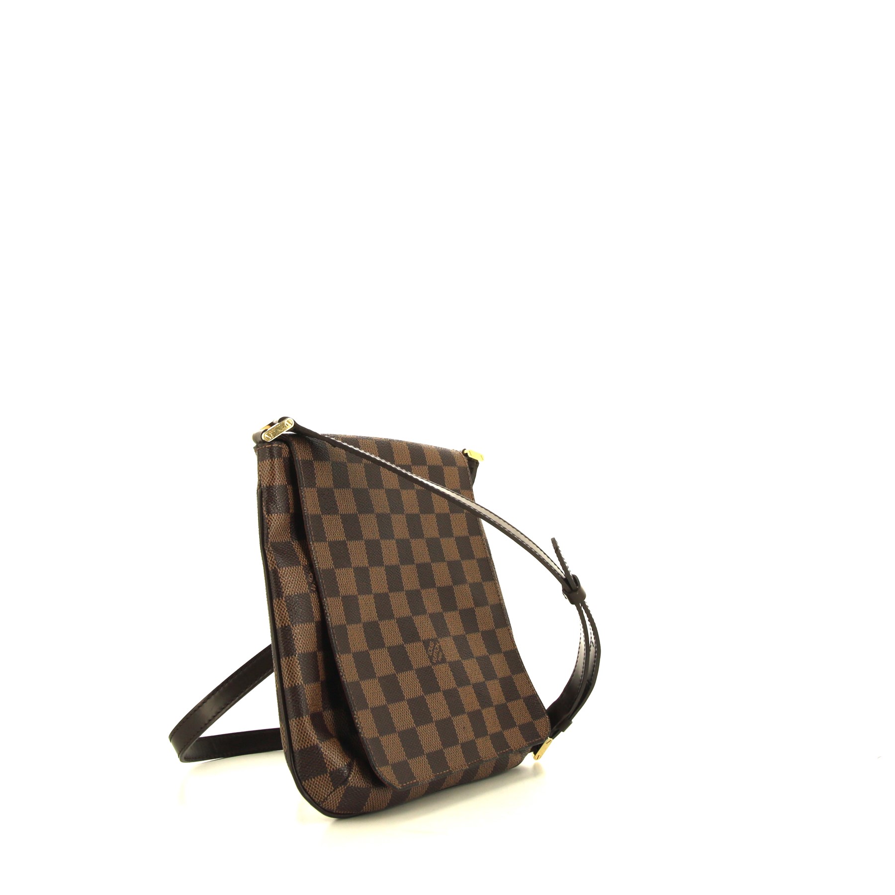 Louis Vuitton Musette shoulder bag in ebene damier canvas and brown leather