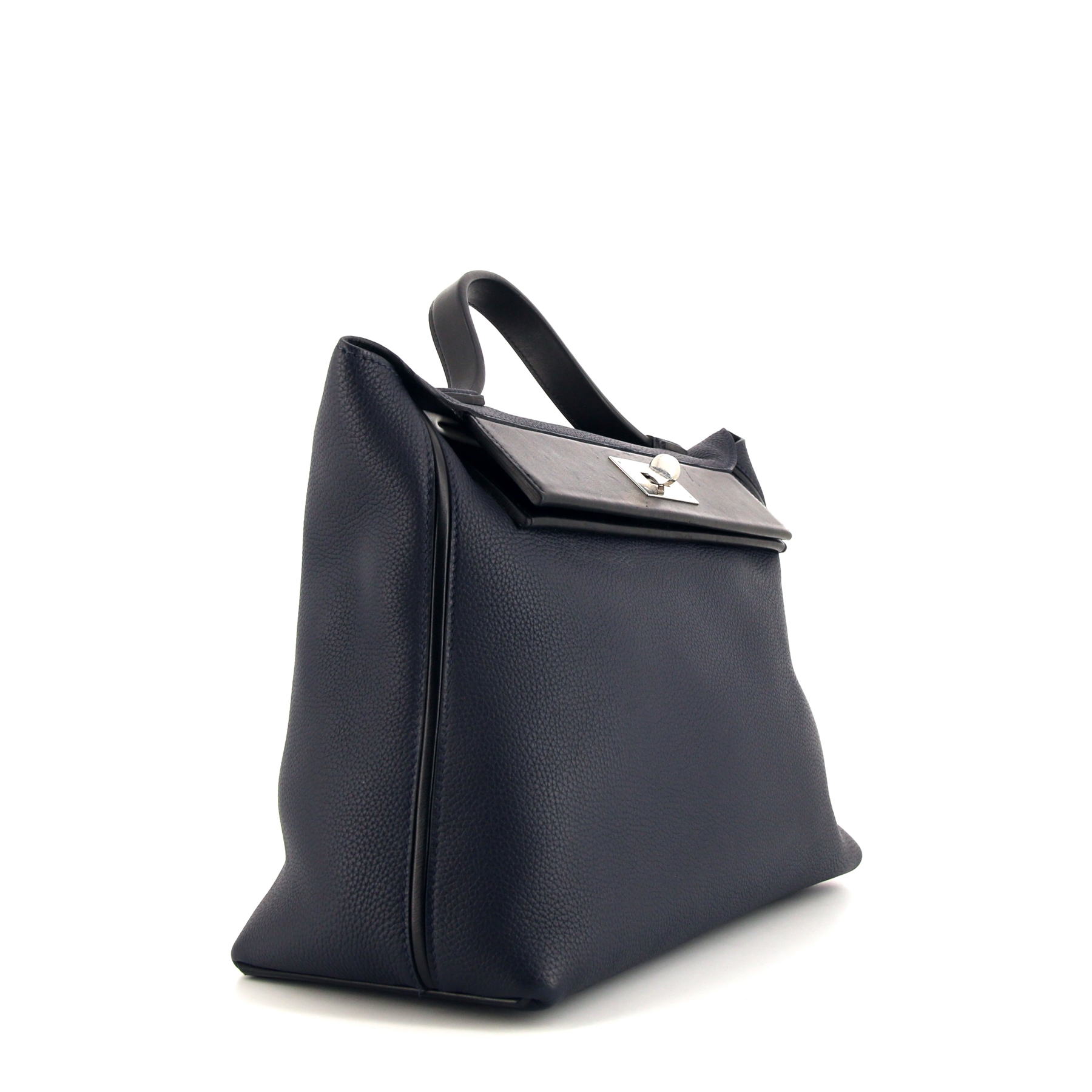 Hermès 24/24 handbag in blue togo leather and black leather