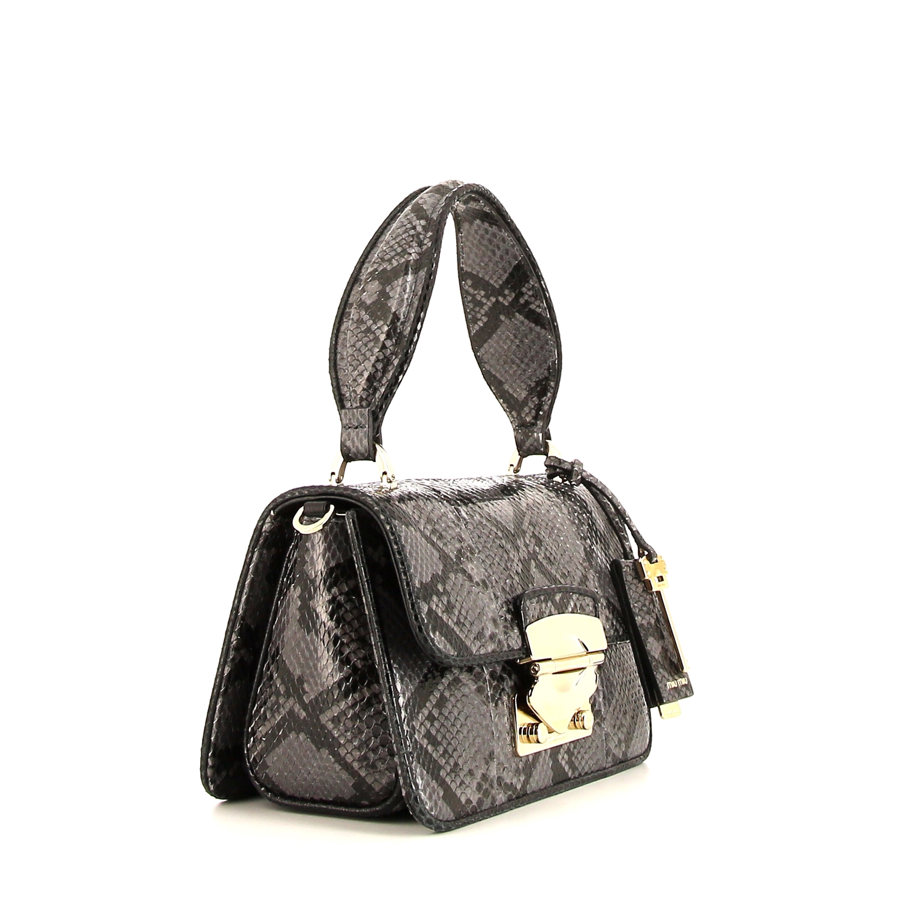 Miu Miu Coffer handbag in black and grey python
