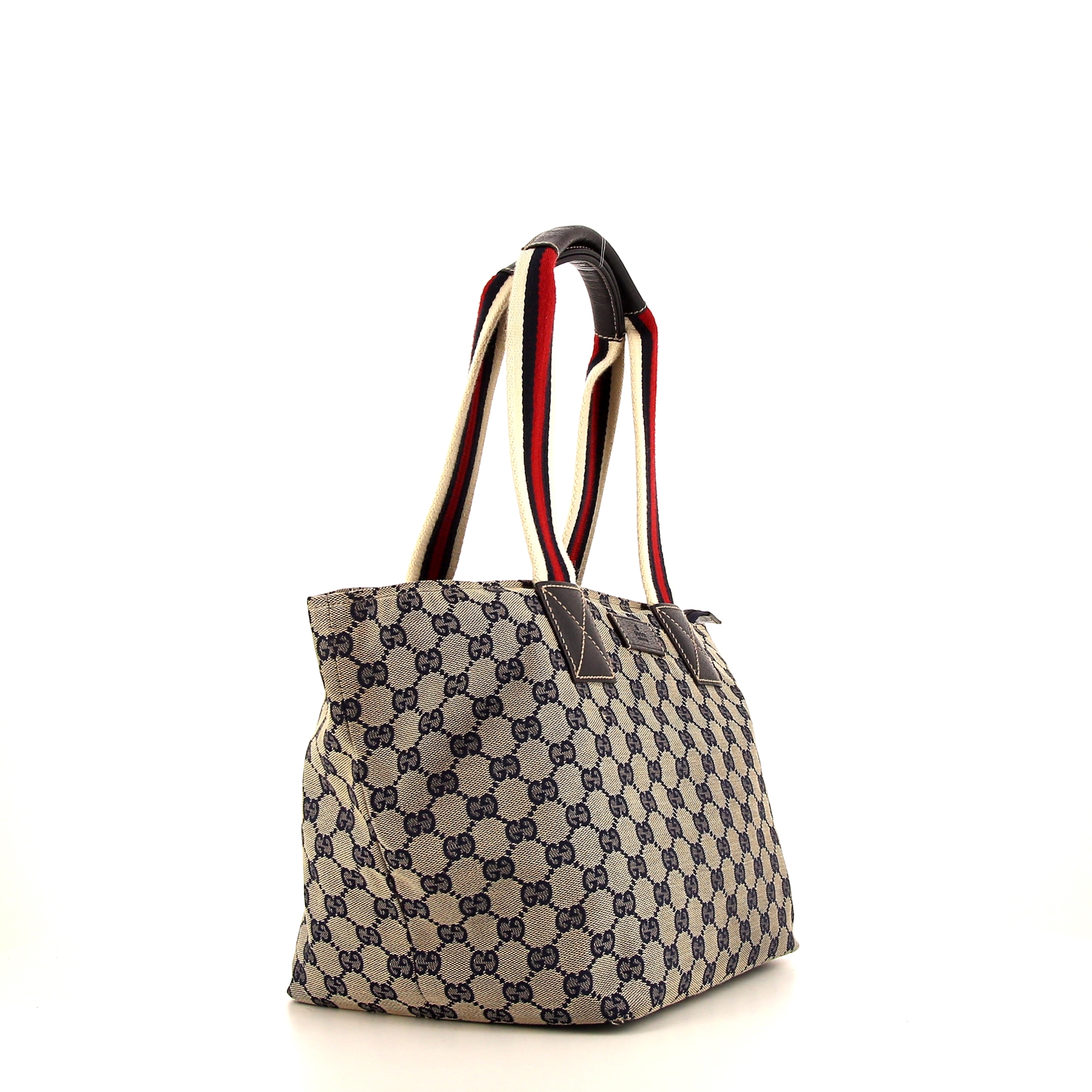Gucci shopping bag in grey monogram canvas and blue leather