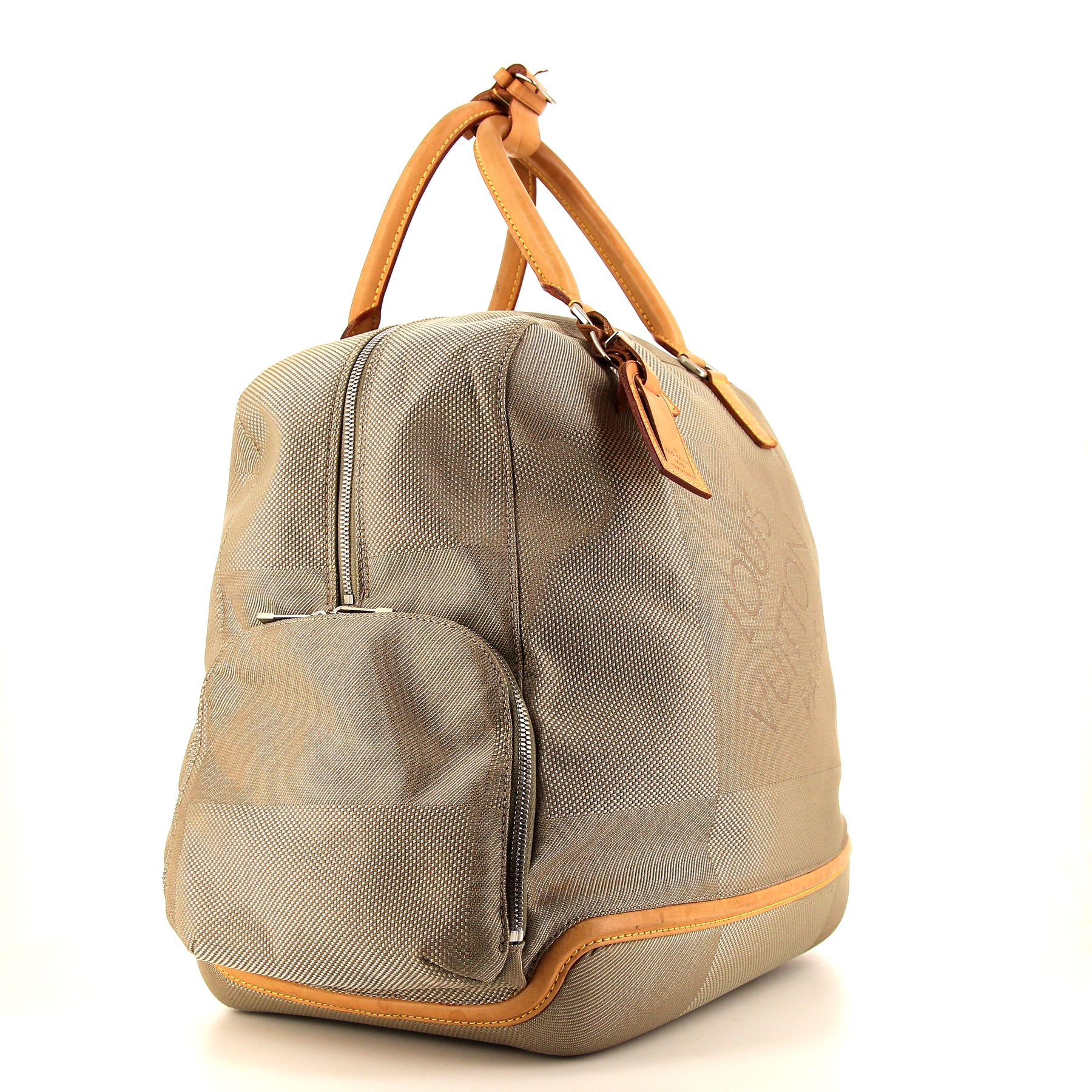 Louis Vuitton Geant Aventurier travel bag in grey canvas and natural leather