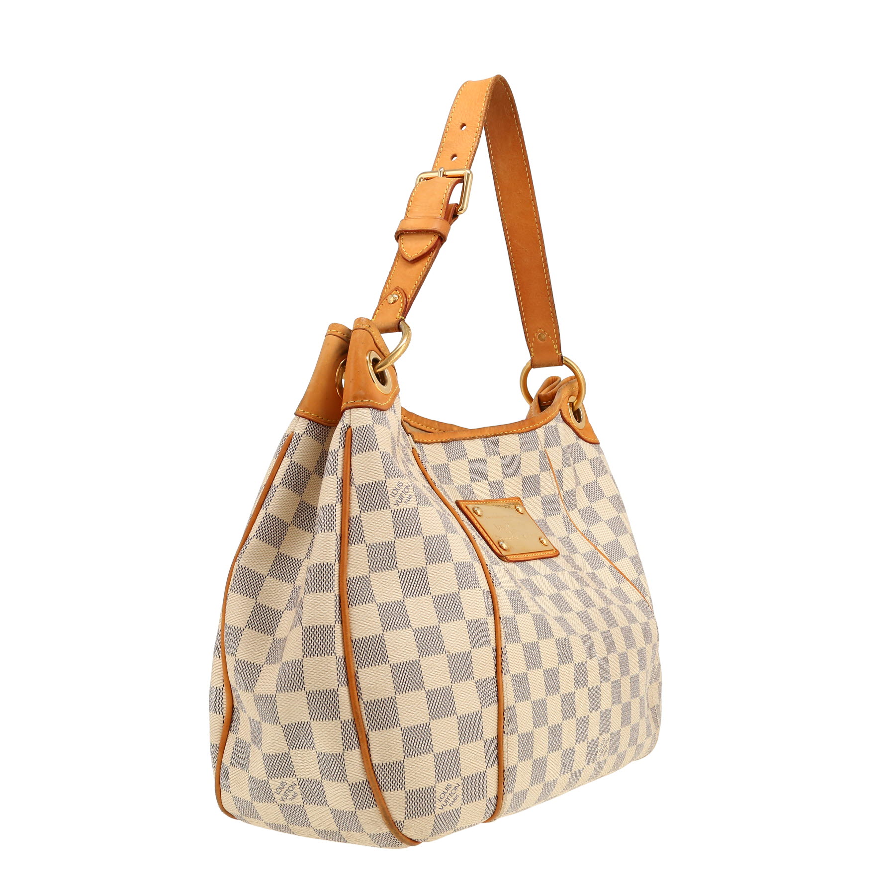 Sac à main Louis Vuitton Galliera grand modèle en toile damier azur et cuir naturel